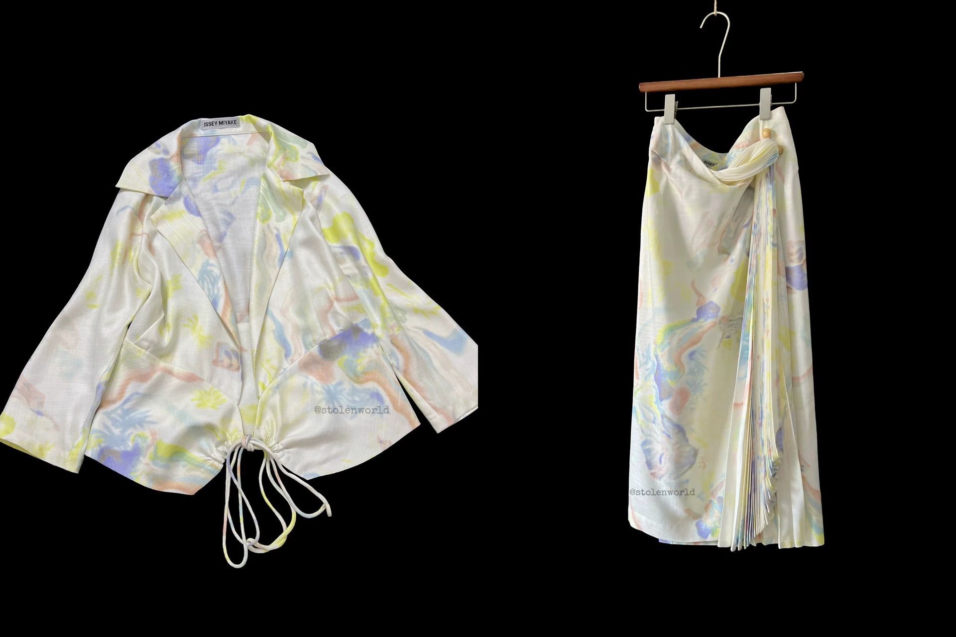 Issey Miyake Issey Miyake 2006 SS Bamboo corest Oil Paint Fan Dress 2 Size 26" / US 2 / IT 38 - 7 Thumbnail