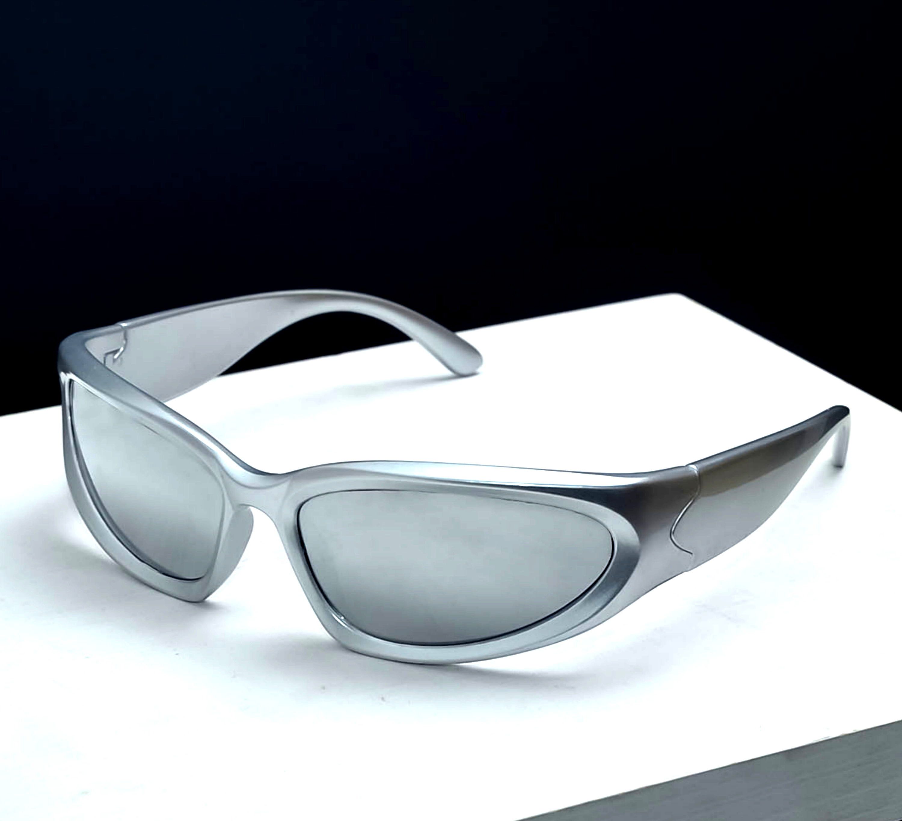 Vintage Punk Silver Cat Eye Aviation Driving Sunglasses Cyber Rave Size ONE SIZE - 1 Thumbnail