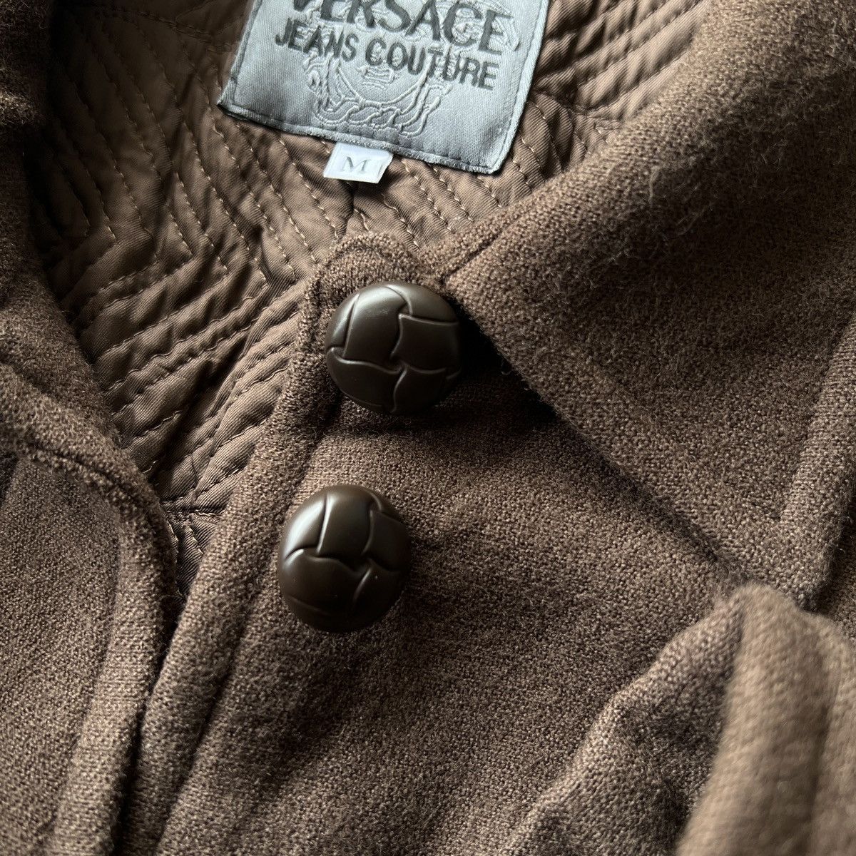 Versace 🔥 RICH BROWN VERSACE JEANS COUTURE OVERCOAT MADE IN ITALY Size US S / EU 44-46 / 1 - 10 Thumbnail