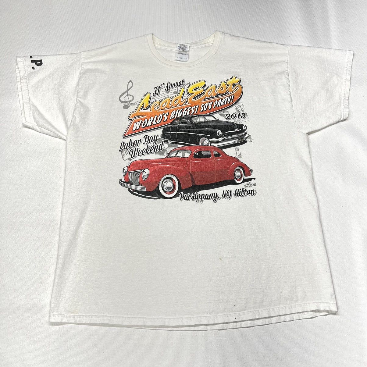 Gildan × Vintage Car Tee Shirt White Hot Rod Classic Show NJ Custom Auto Y2K Size US XL / EU 56 / 4 - 1 Thumbnail