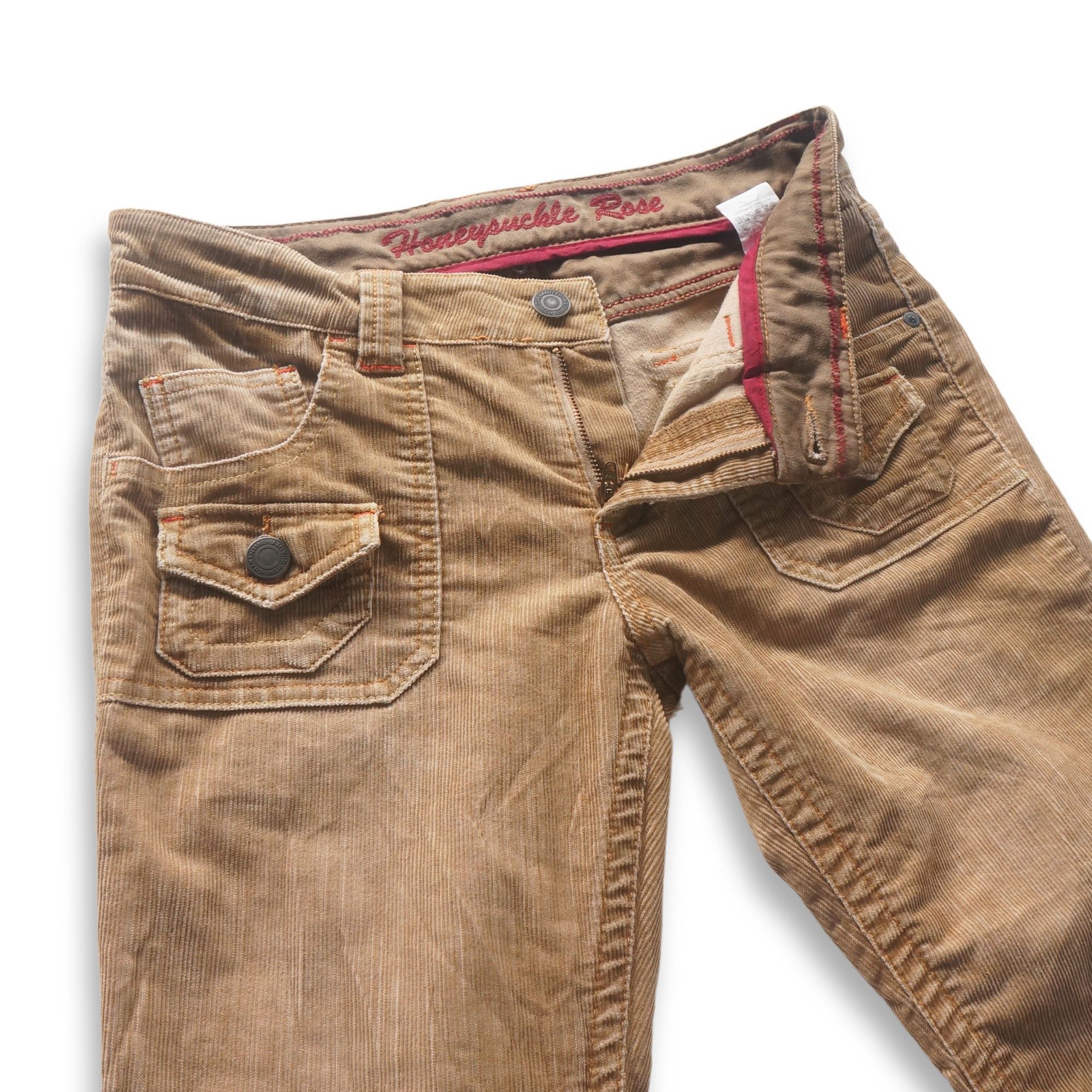 Japanese Brand Honeysuckle Rose Multi Pockets Flared Corduroy Pants Size 29" - 3 Thumbnail
