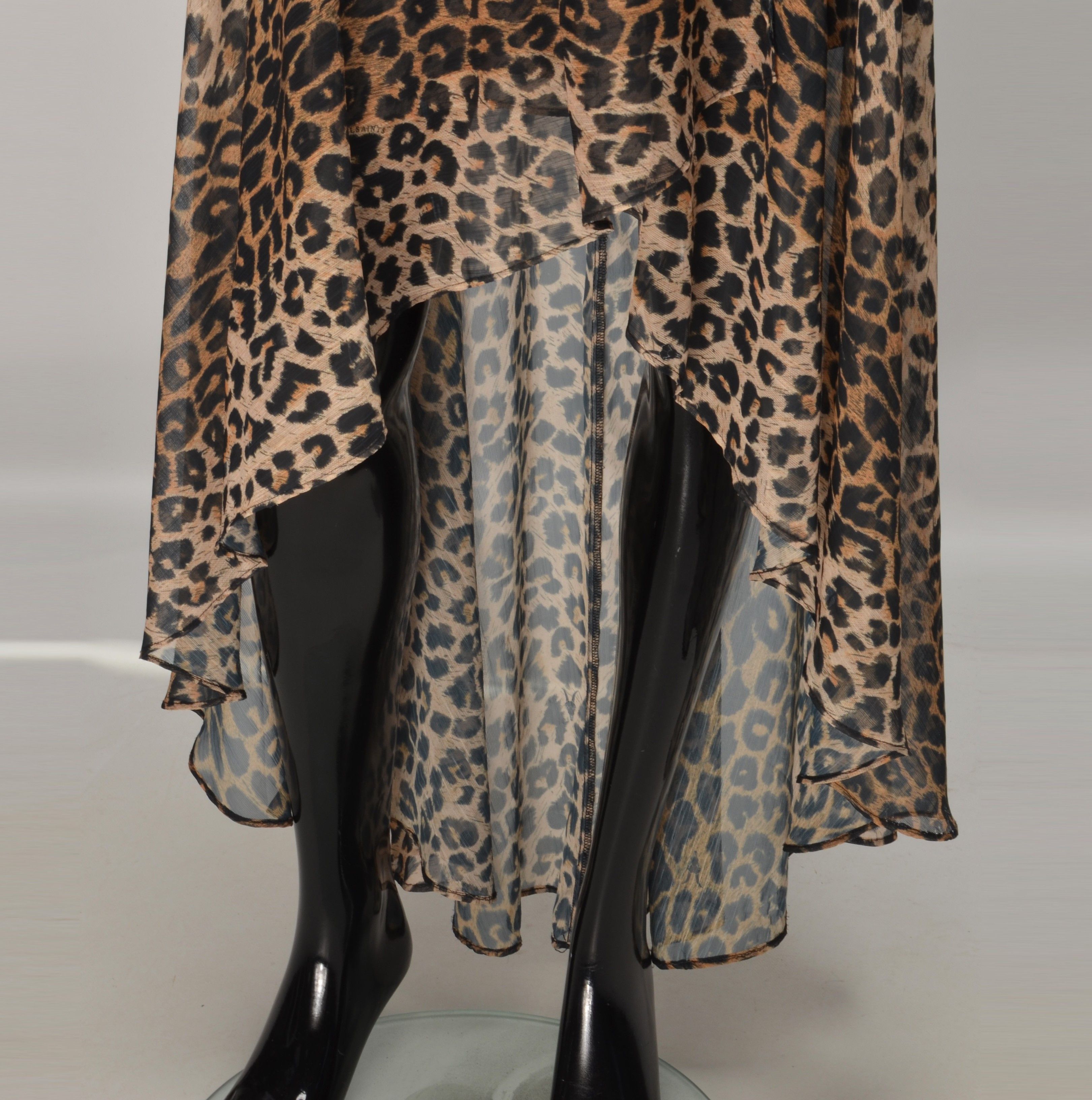 Allsaints Allsaints Leopard High Low Layered Asymmetric Mesh Skirt Size 27" / US 4 / IT 40 - 3 Thumbnail