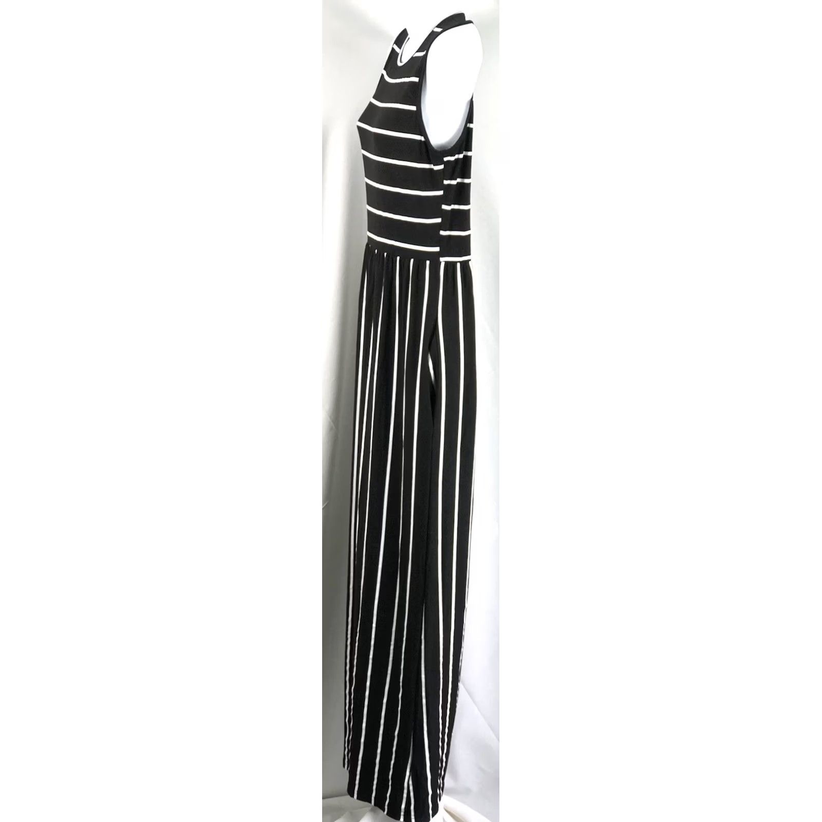 Vintage Hount Sleeveless Mayi Dress S Blk/Wht Stripe Scoopneck Boho Hippie Beach Pockets Dress Size S / US 4 / IT 40 - 2 Thumbnail