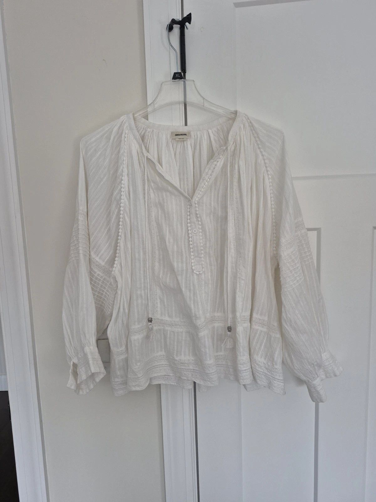 Zadig & Voltaire Blouse Trone Boho Chic Peasant Long Sleeve Relaxed Summer Size S / US 4 / IT 40 - 2 Thumbnail