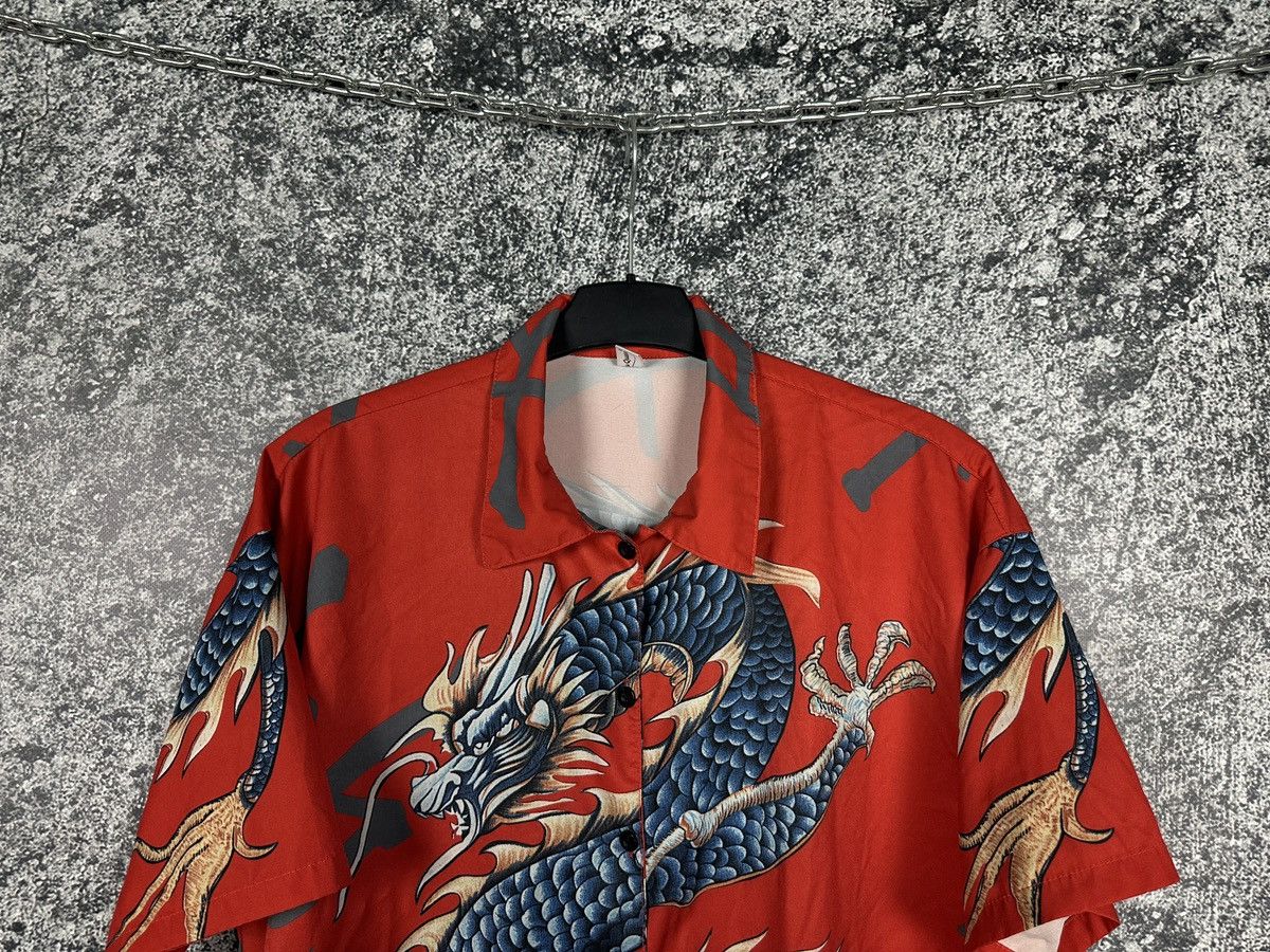 Japanese Brand Dragon Print Y2K Shirt Short Sleeve Button Up Hawaiian Style Size US XL / EU 56 / 4 - 2 Thumbnail