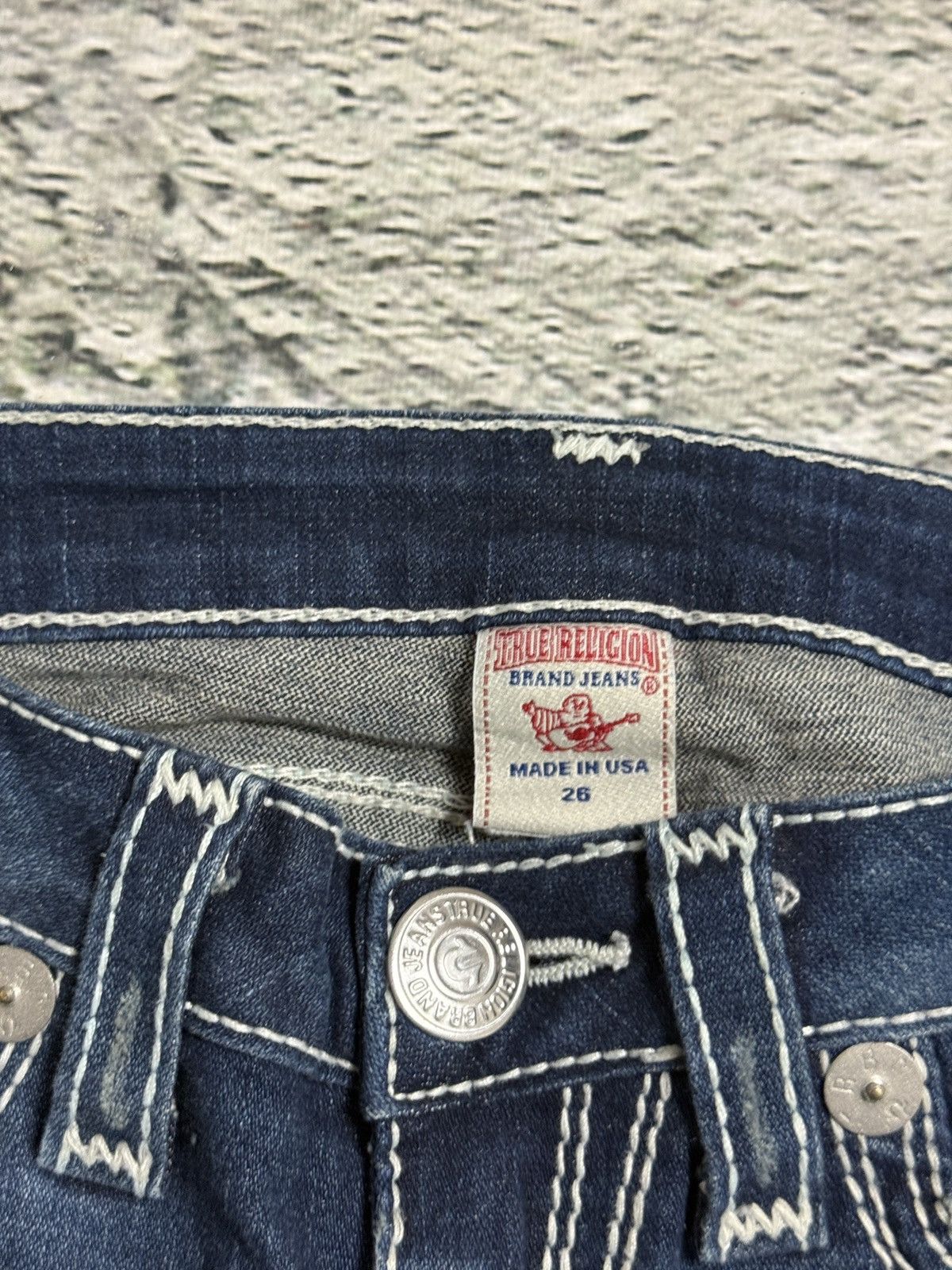 True Religion True Religion jeans capri straight blue white thick stitch Size 26" / US 2 / IT 38 - 8 Thumbnail