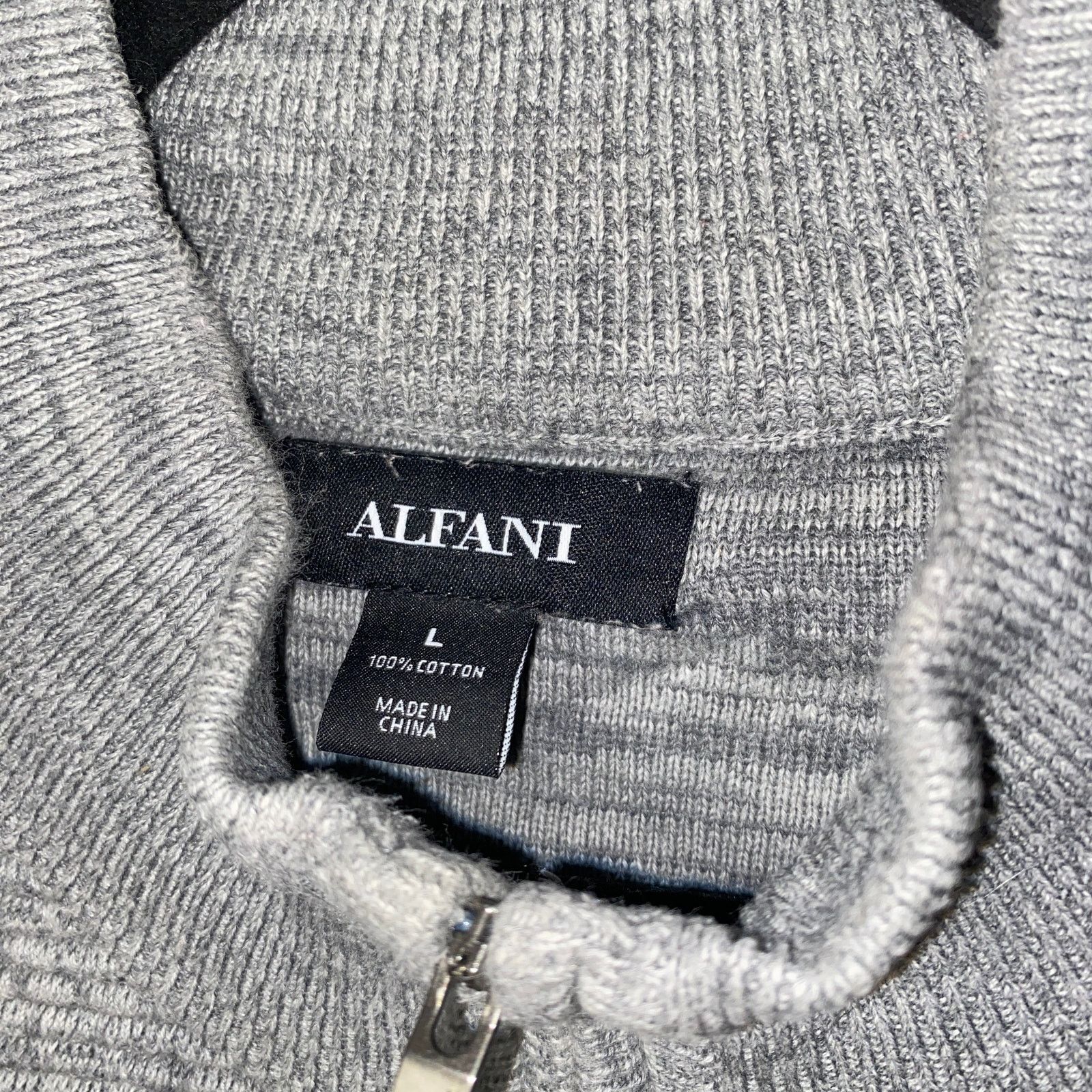Alfani Alfani Gray Quarter Zip Pullover Knit Sweater Size Large Size US L / EU 52-54 / 3 - 3 Thumbnail