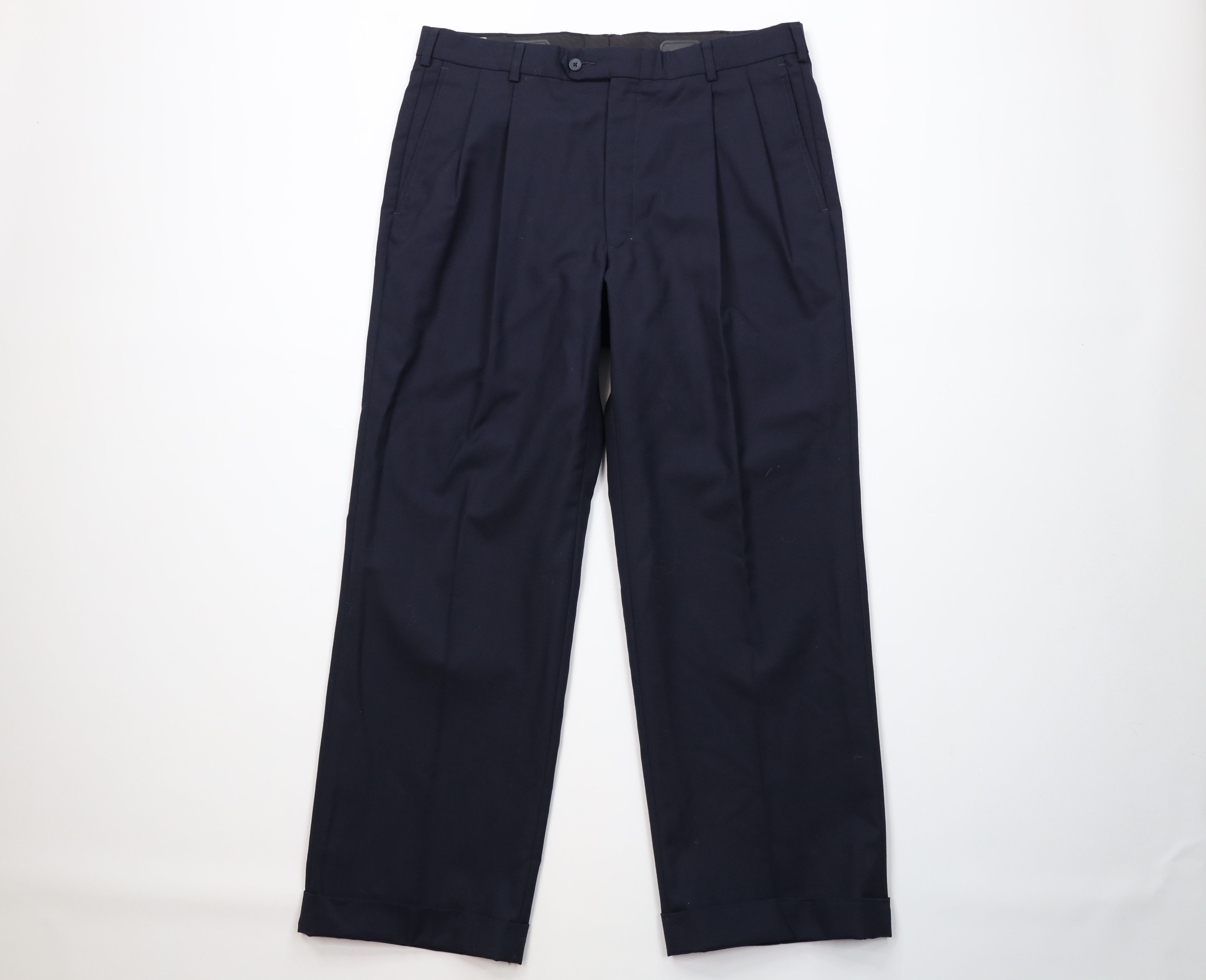Vintage 70s Streetwear Wool Wide Leg Chino Pants Blue USA