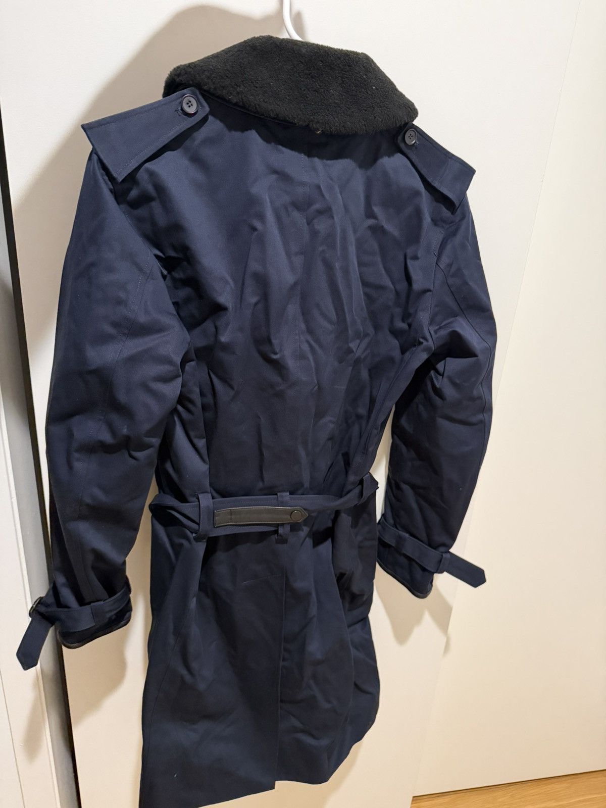 Sandro Sandro Paris Trench Coat w/ Faux Shearling Collar – Navy Size US XS / EU 42 / 0 - 2 Thumbnail