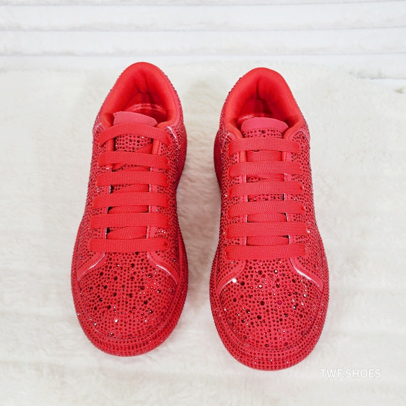 Other Dazzle Cush Red Rhinestone Comfy Platform Sneakers Tennis Sh Size US 6 / IT 36 - 3 Thumbnail