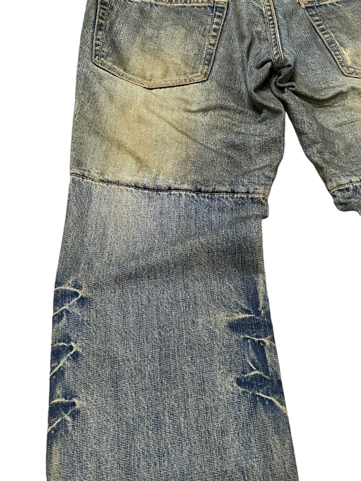 Japanese Brand Archive PPFM Pierced Mud Wash Double Waist Distressed Jeans Size US 31 - 16 Thumbnail