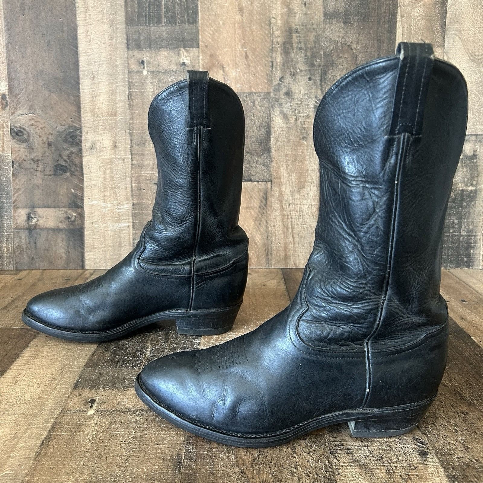 Tony Lama Tony Lama Vintage Black Vibram Sole Cowboy Boots Mens 11 EE Size US 11 / EU 44 - 10 Thumbnail