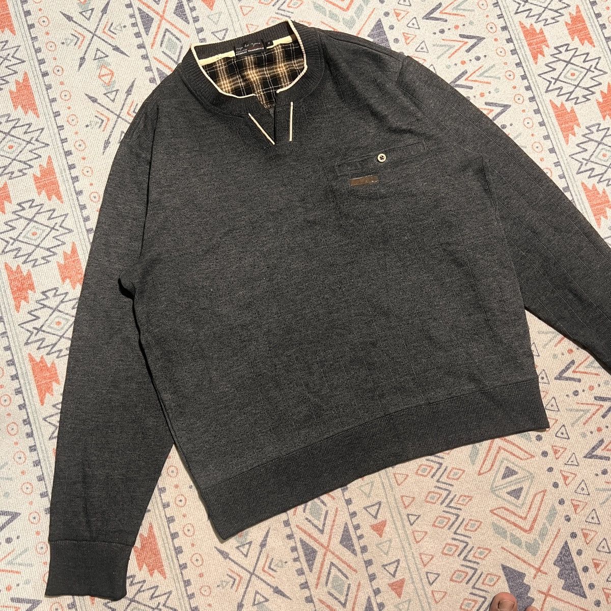 Kansai Yamamoto Kansai Yamamoto V-Neck Sweater Size US M / EU 48-50 / 2 - 2 Thumbnail