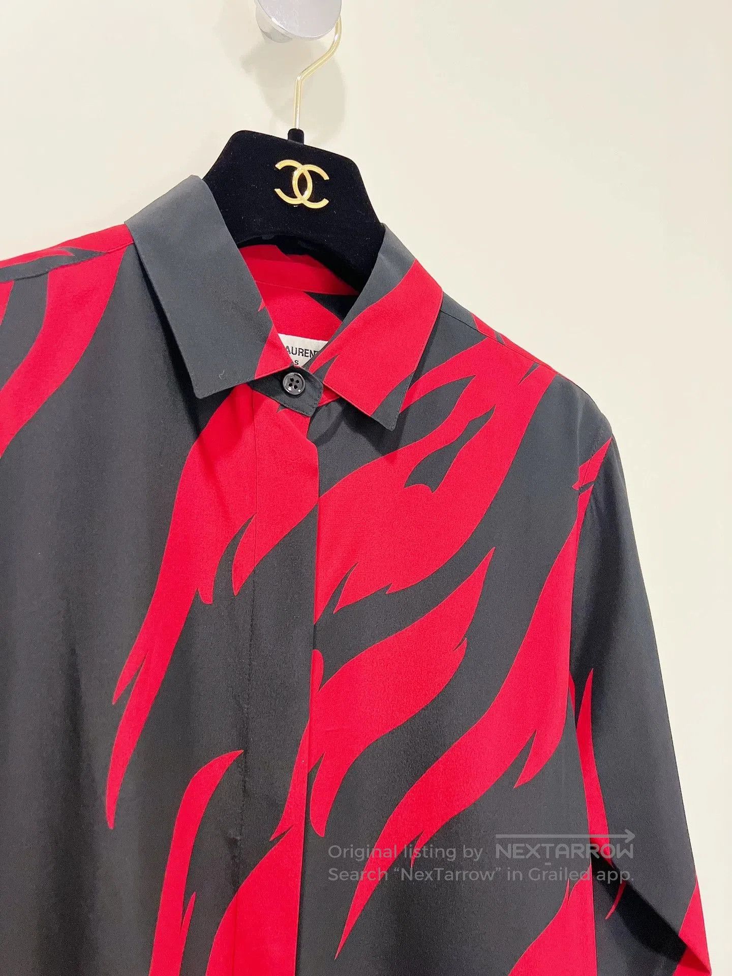 Saint Laurent Paris Saint Laurent Red Black Flame Shirt. Size US M / EU 48-50 / 2 - 5 Thumbnail