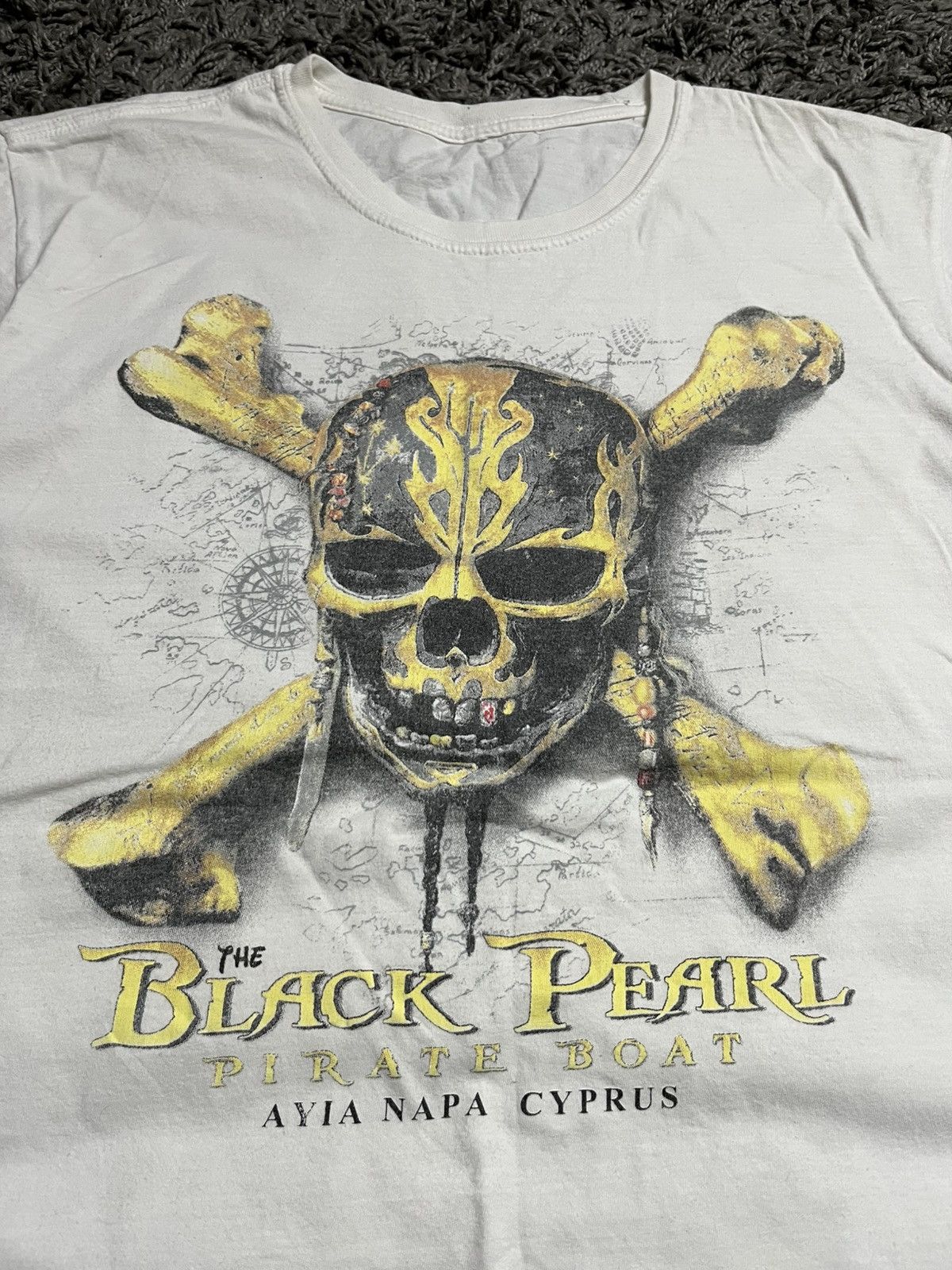 Vintage The Black Pearl Pirate Boat Ayia Napa Skull T-Shirt Size US M / EU 48-50 / 2 - 3 Thumbnail