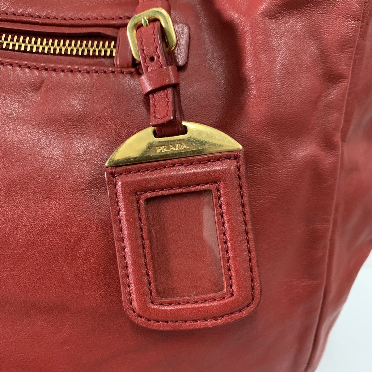 Prada Prada Red Leather Shoulder Bag Size ONE SIZE - 4 Thumbnail