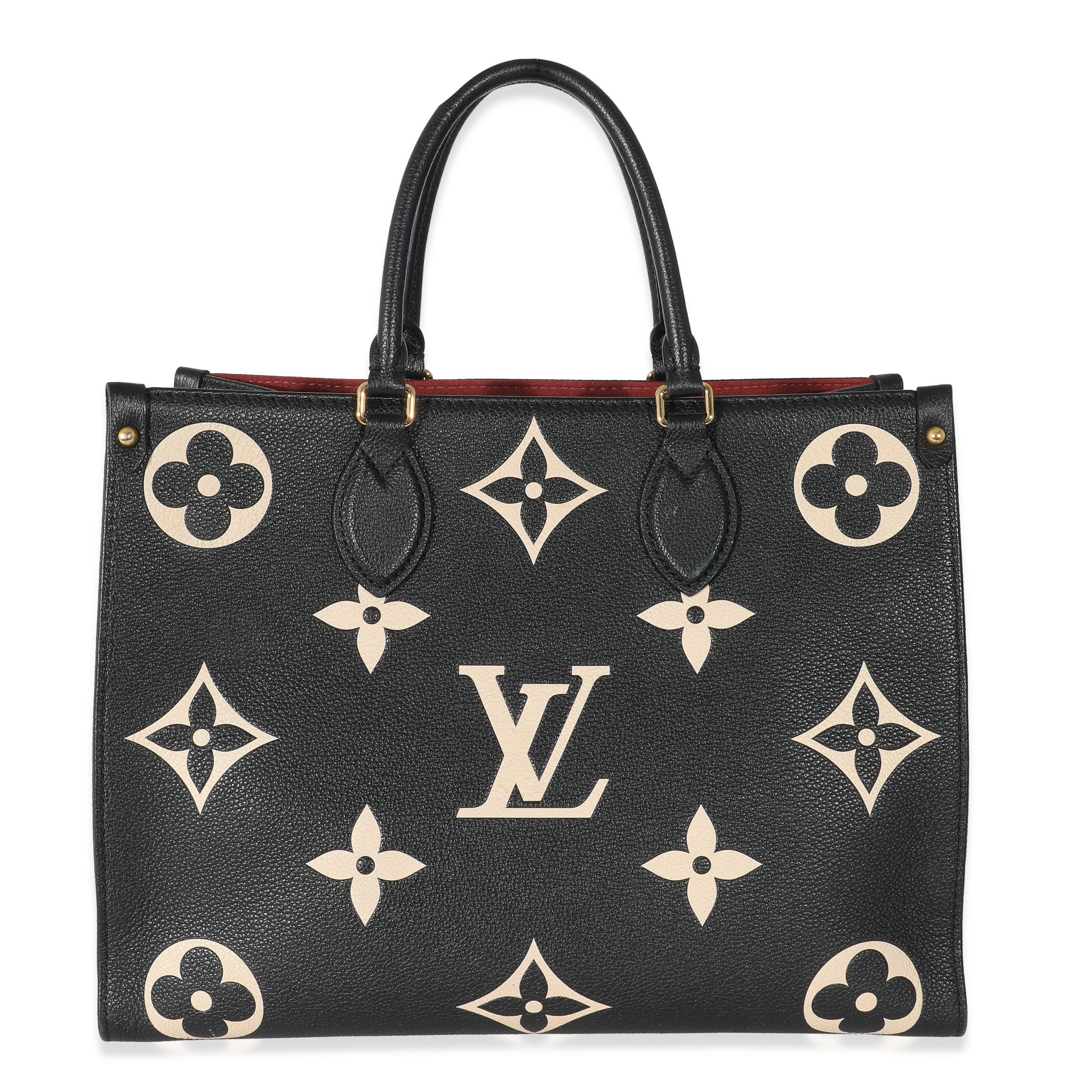 image of Louis Vuitton Black Beige Monogram Giant Empreinte Onthego Mm, Women's