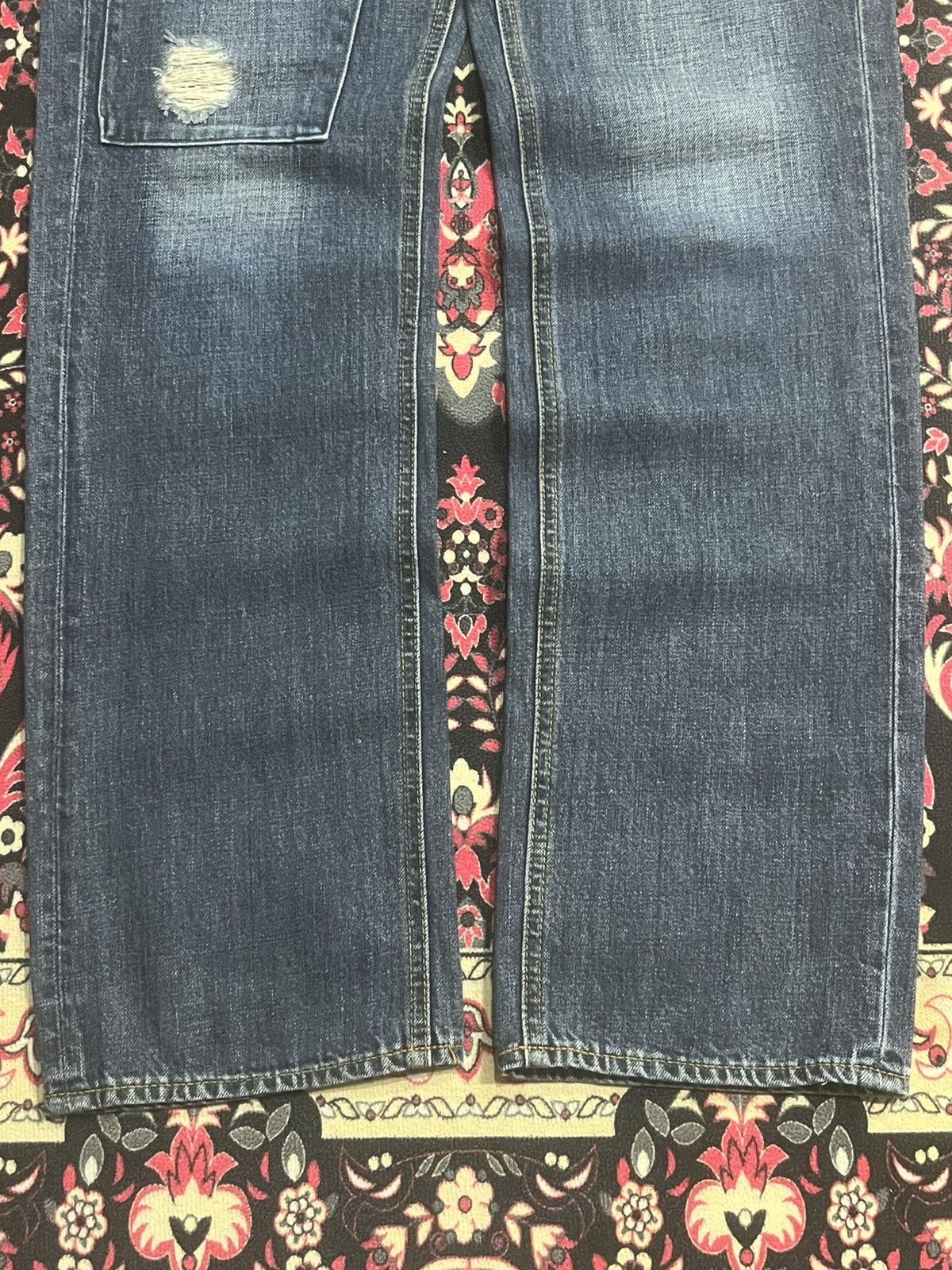 Japanese Brand Japanese Brand Blue Washed Distressed Patches Straight Jeans Size US 32 / EU 48 - 7 Thumbnail