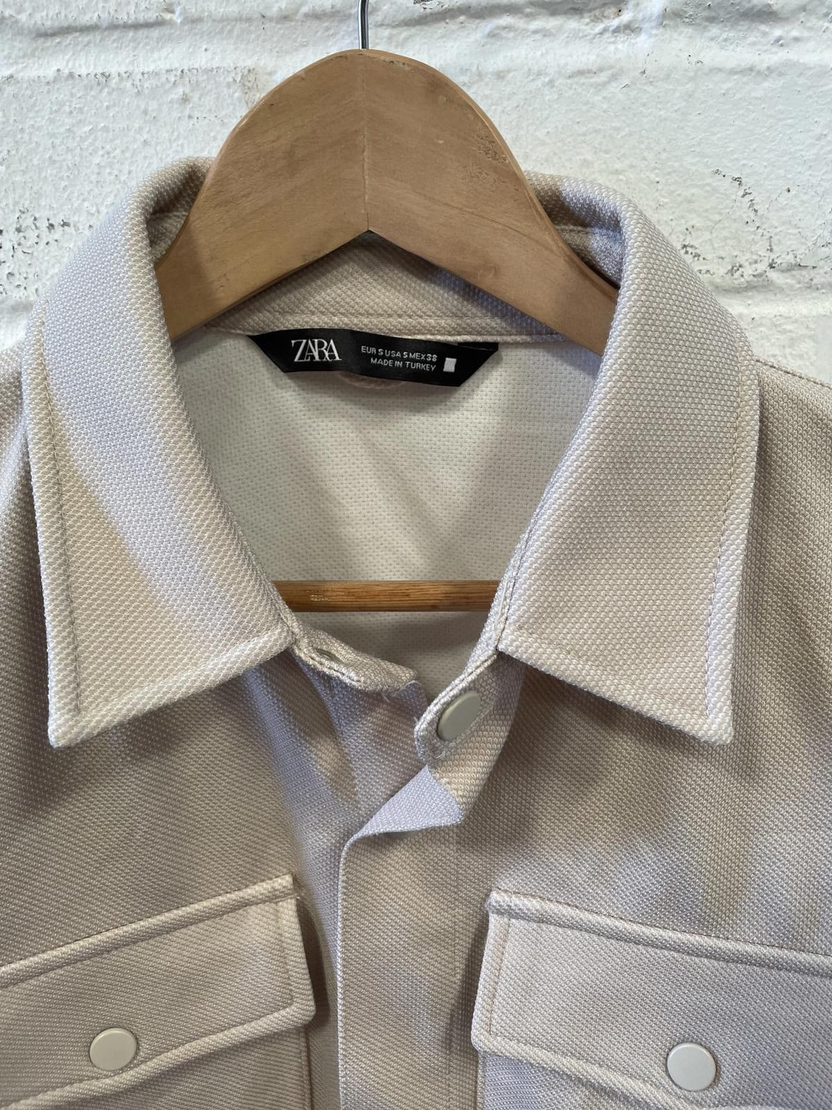 Unknown London Beige Long Sleeve Button-Up Shirt with Chest Pockets Size US M / EU 48-50 / 2 - 4 Thumbnail