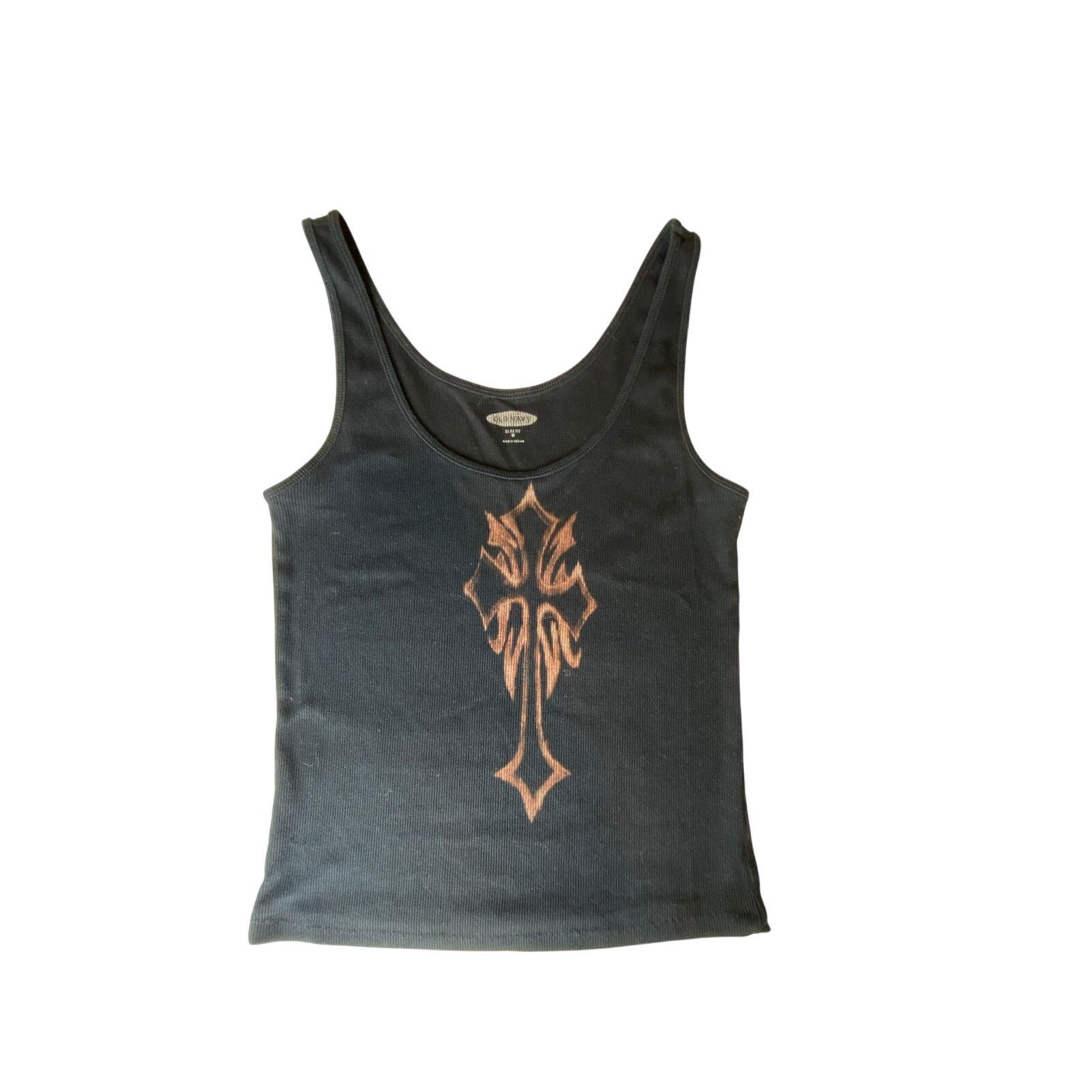 Old Navy Bleached Tank Top, Slim Fit Sz M, Whimsigoth, Goth, Grunge Size M / US 6-8 / IT 42-44 - 1 Thumbnail