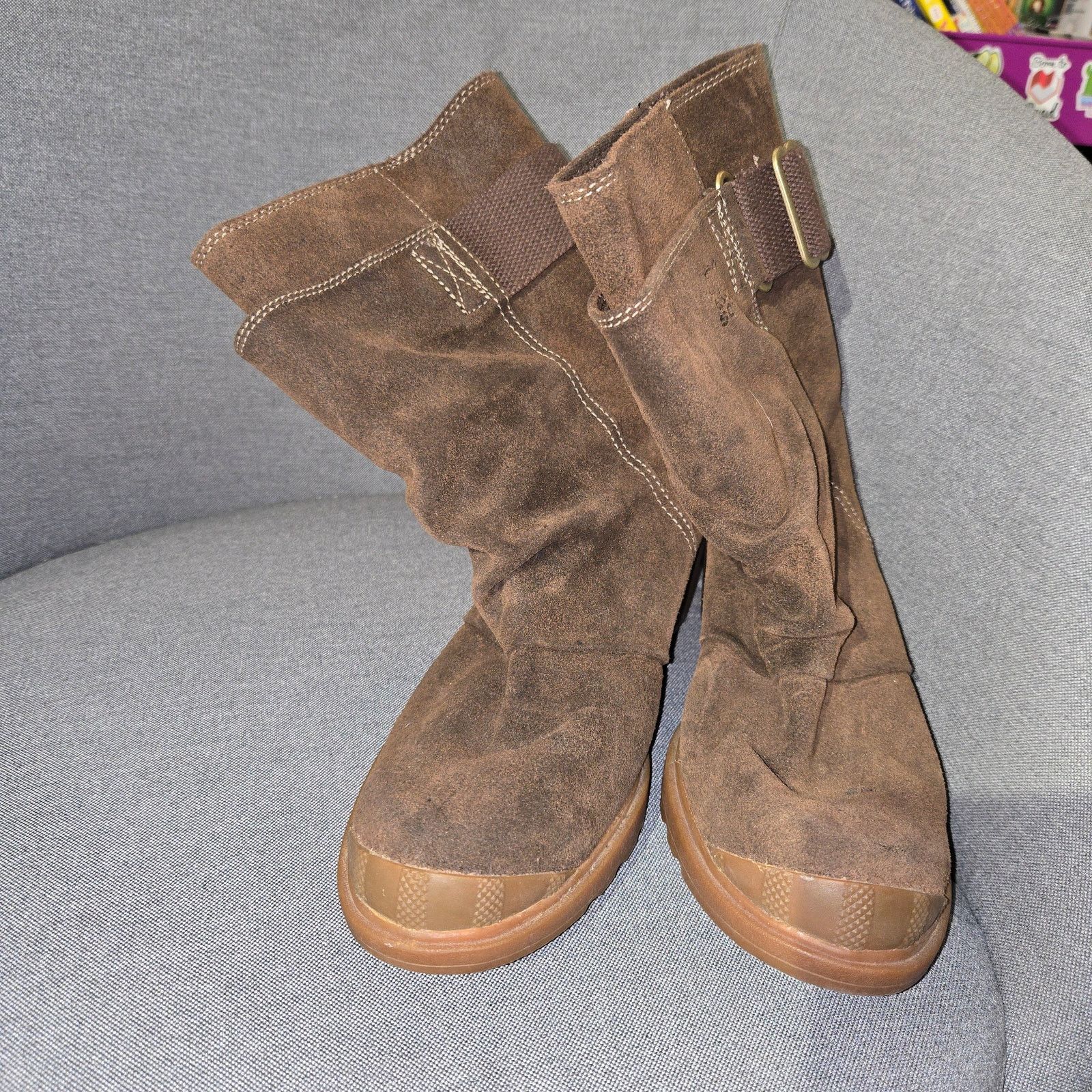 SOREL SOREL Toronto Brown Suede Mid Calf Wedge Boot Buckle Sz 7 Size US 7 / IT 37 - 1 Thumbnail