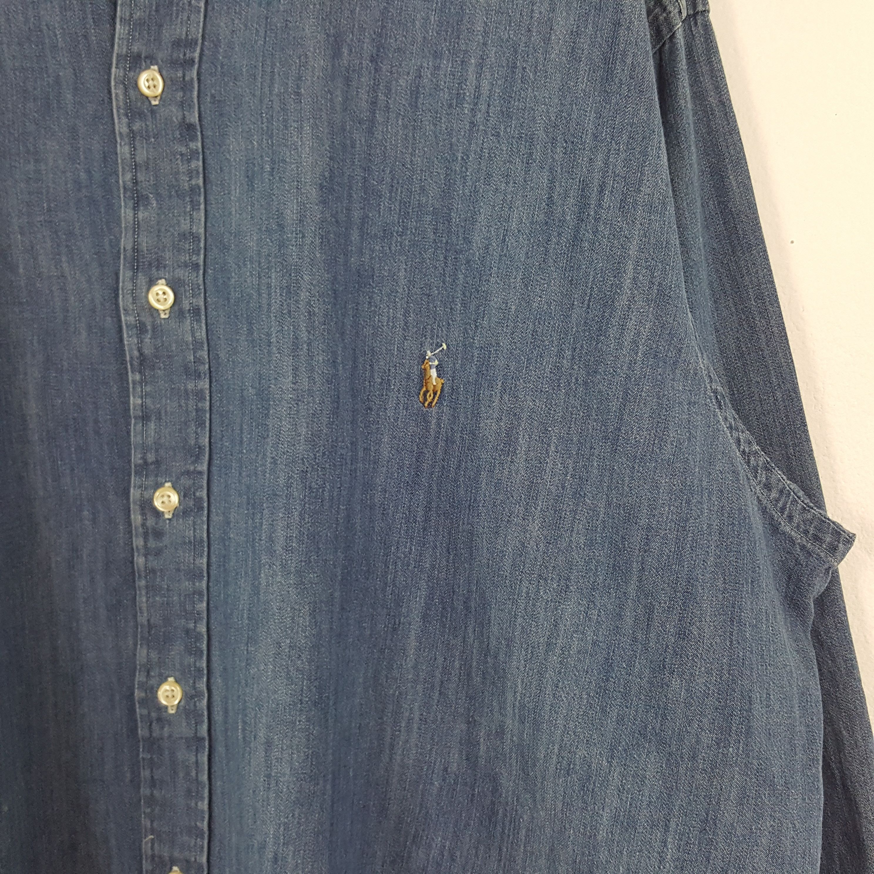 Ralph Lauren × Vintage Vintage Ralph Lauren American Brand Denim Shirt Button Up Size US XXL / EU 58 / 5 - 2 Thumbnail