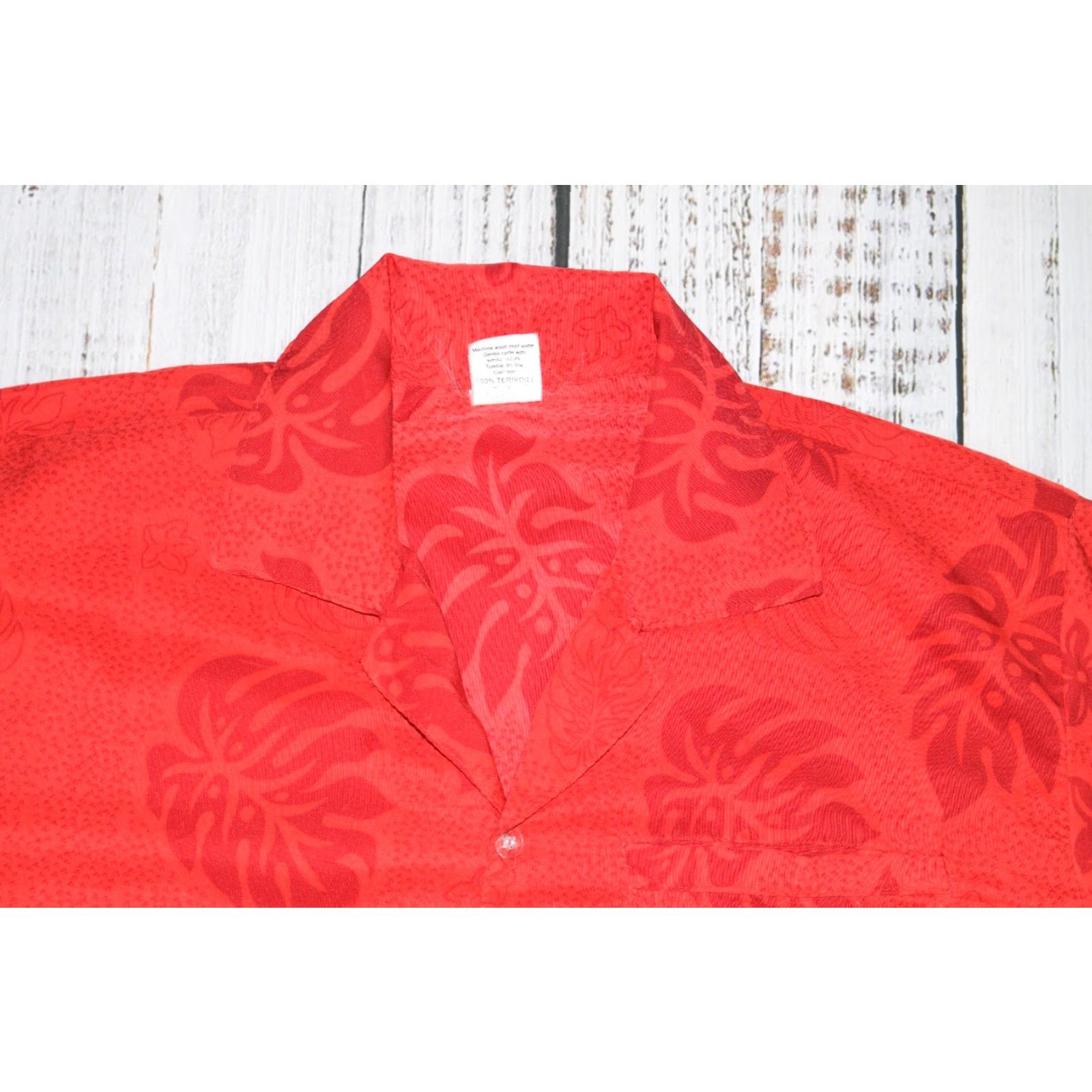 Vintage VINTAGE Royal Creations Shirt Mens Regular 40 Red Palm Leaf Hawaiian Button-Up Short Sleeve Beach 90s Mens Size US L / EU 52-54 / 3 - 4 Thumbnail
