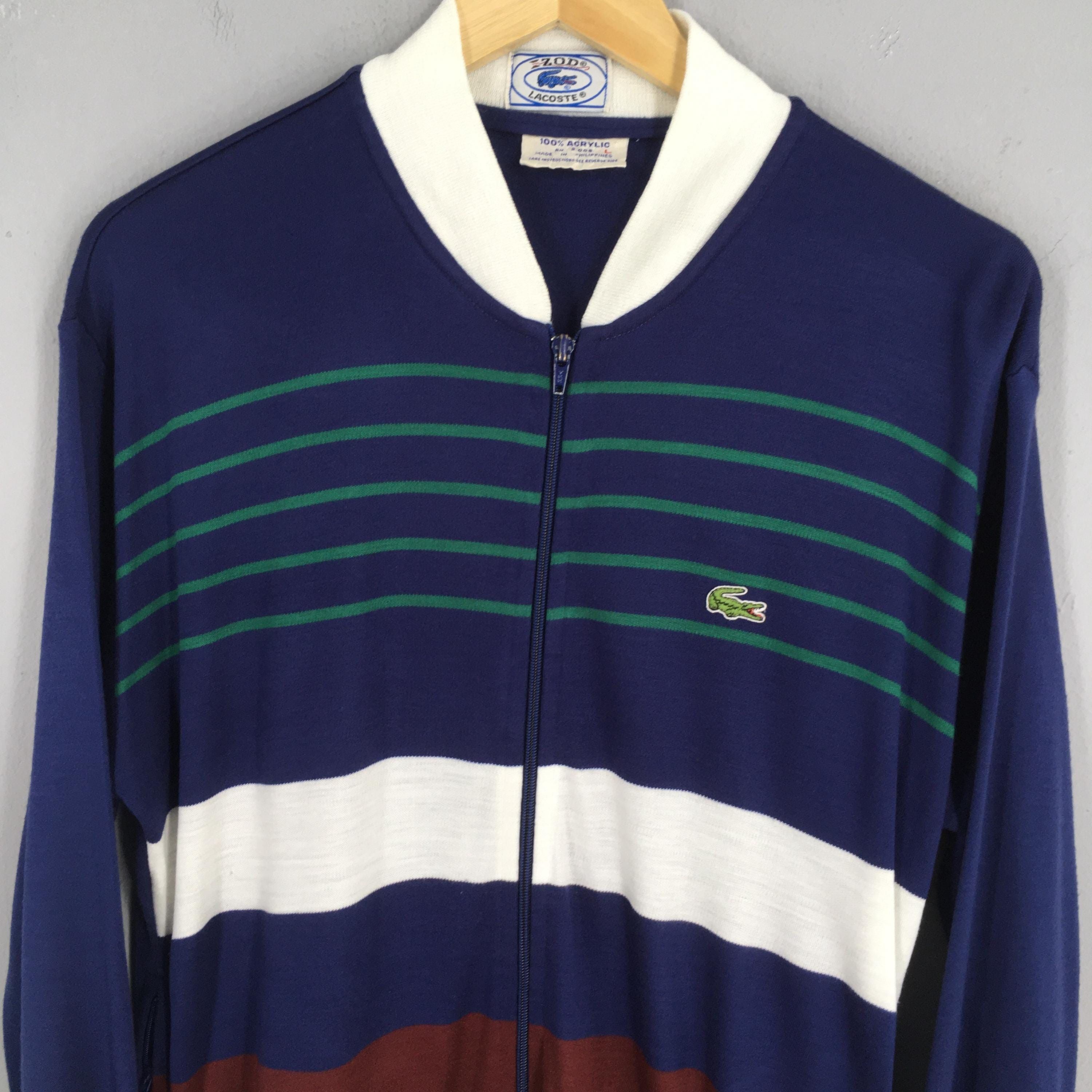 Lacoste Vintage 90s Lacoste Stripes Zipper Sweatshirts Large Size US L / EU 52-54 / 3 - 2 Thumbnail