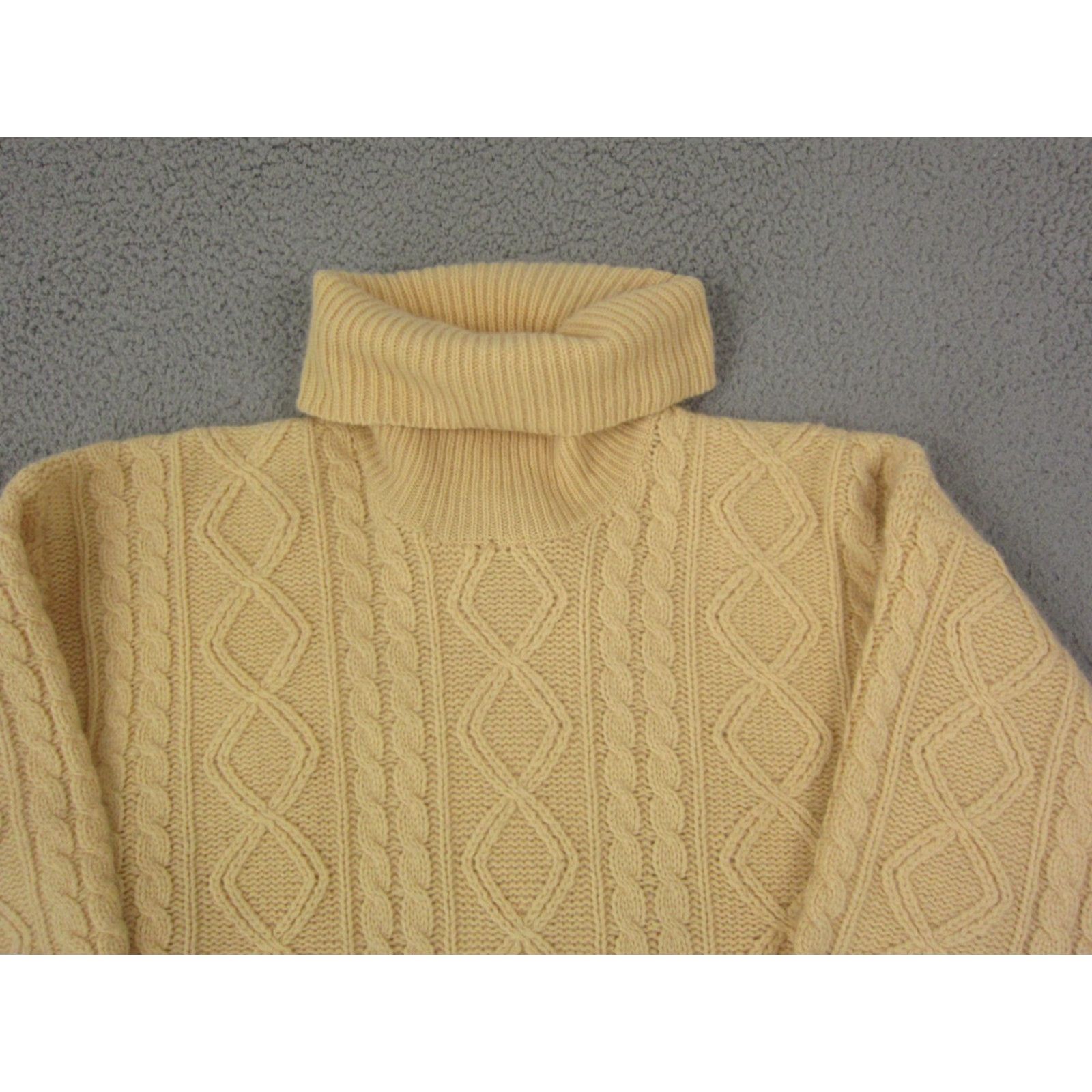Charter Club VINTAGE Charter Club Sweater Women's Medium Gold Cable Knit Angora Wool Lambswool Pullover Turtleneck Knitted Cotton? Size M / US 6-8 / IT 42-44 - 2 Thumbnail