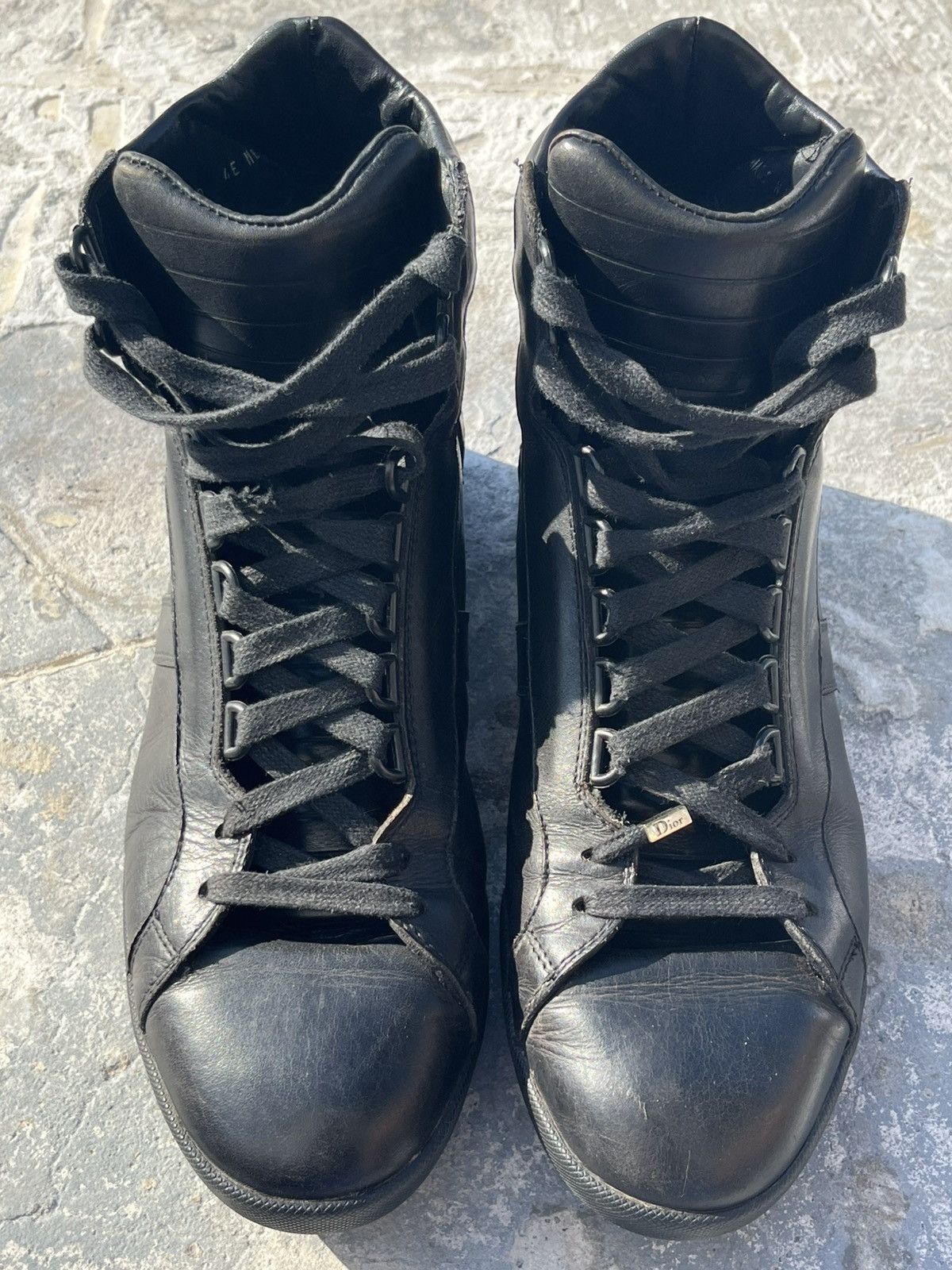Dior Homme SS04 “Strip” Hi Top Black Sneakers