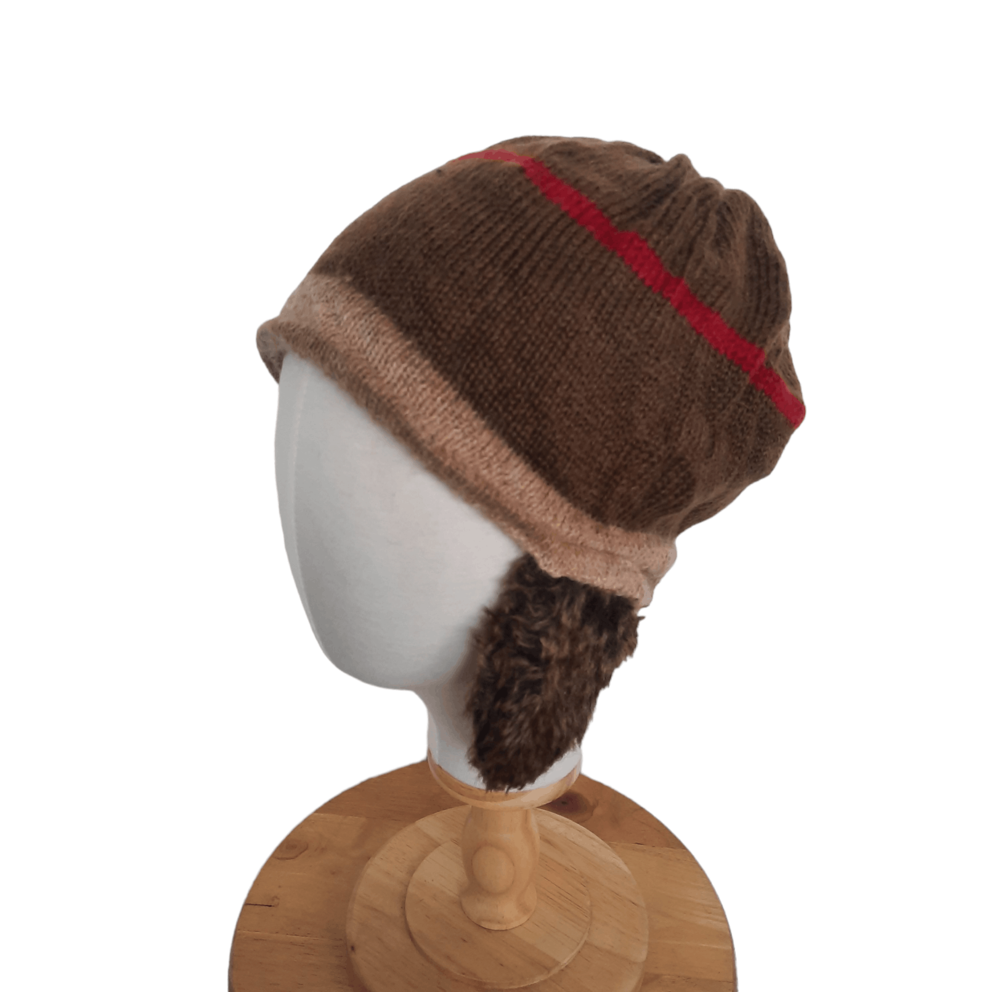 image of Designer Vintage Stripes Earflap Beanie Hat, Men's