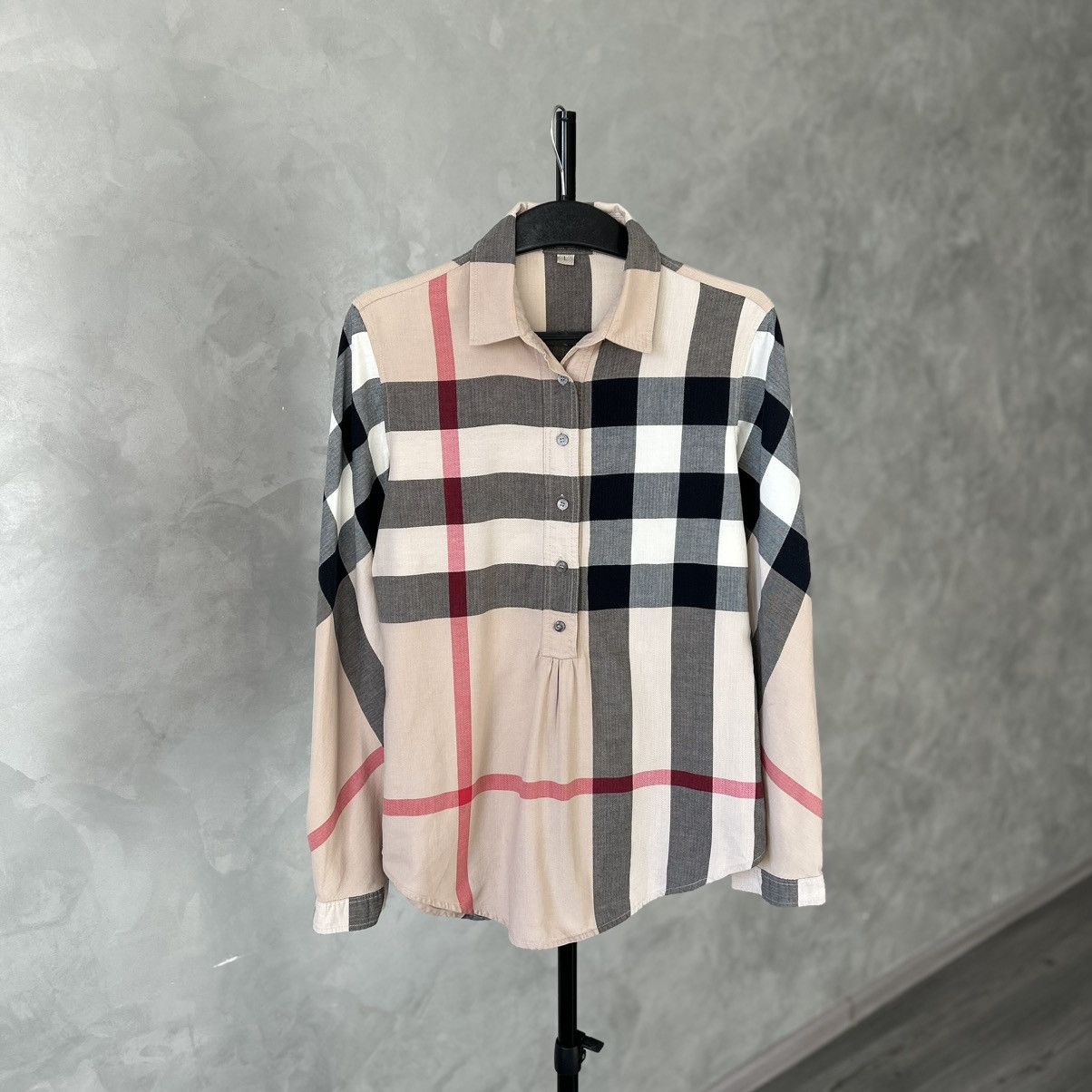 Burberry Brit Beige Nova Check Cotton Half Placket Blouse