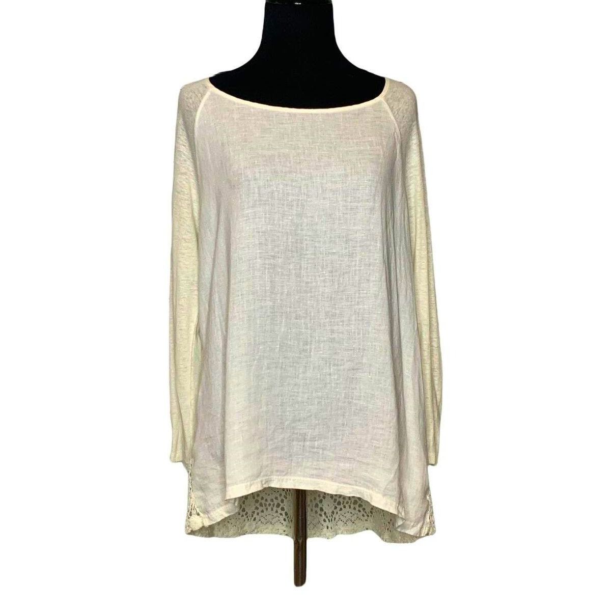 Anthropologie People Like Frank cream long sleeves boho tunic top size 8 Size M / US 6-8 / IT 42-44 - 1 Thumbnail