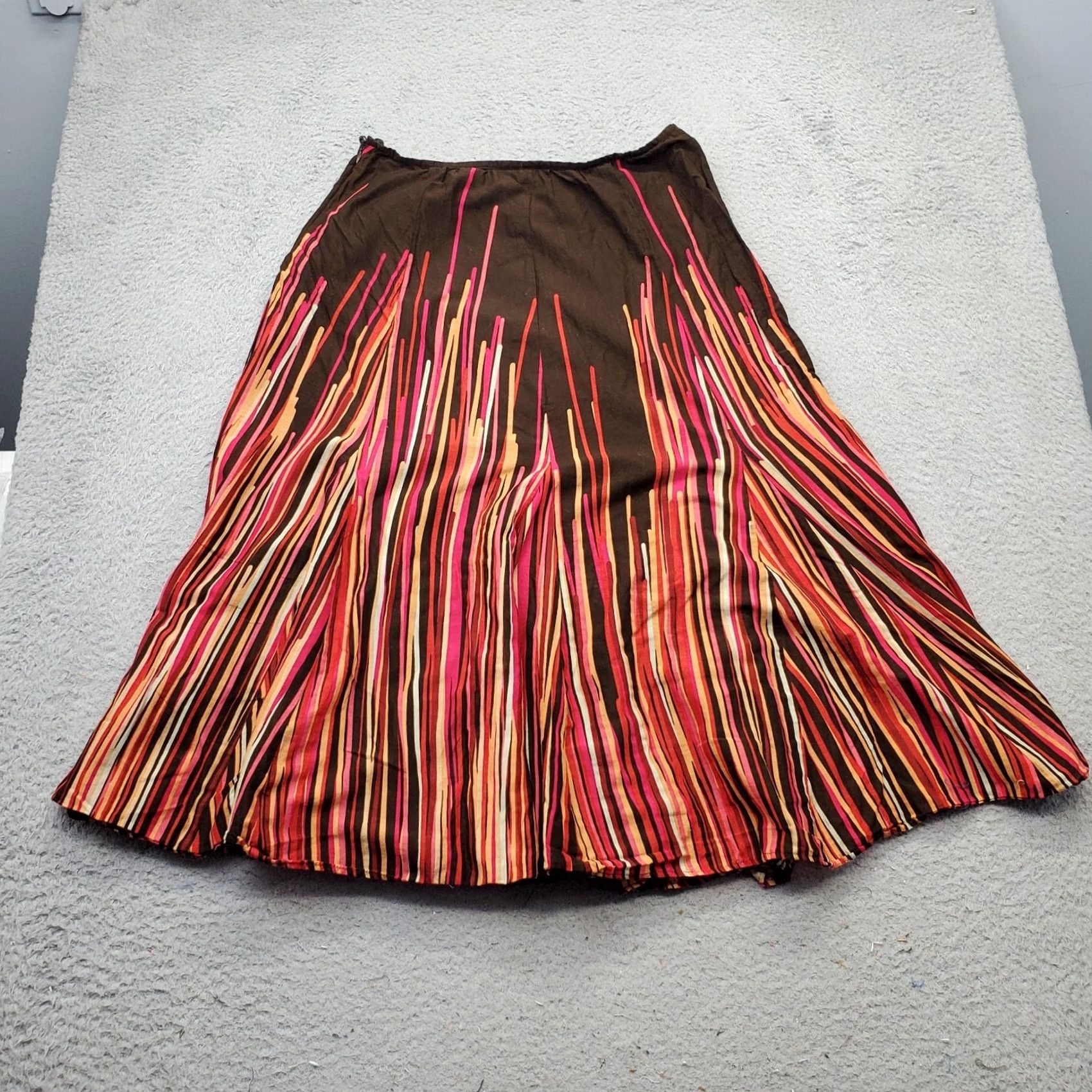 Calvin Klein Calvin Klein Women Size 6 A-Line Midi Skirt Multicolor Vertical Striped Side Zip Size 28" / US 6 / IT 42 - 2 Thumbnail