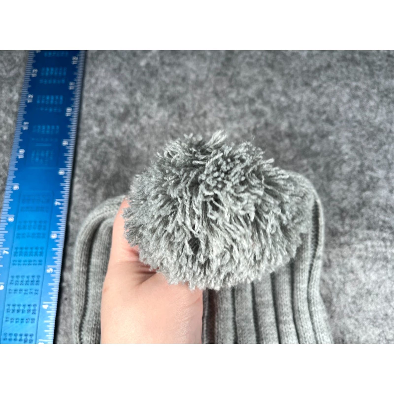 Michael Kors Michael Kors Beanie Women One Size Gray Ribbed Knit Acrylic Logo Pom Hat Size ONE SIZE - 4 Thumbnail