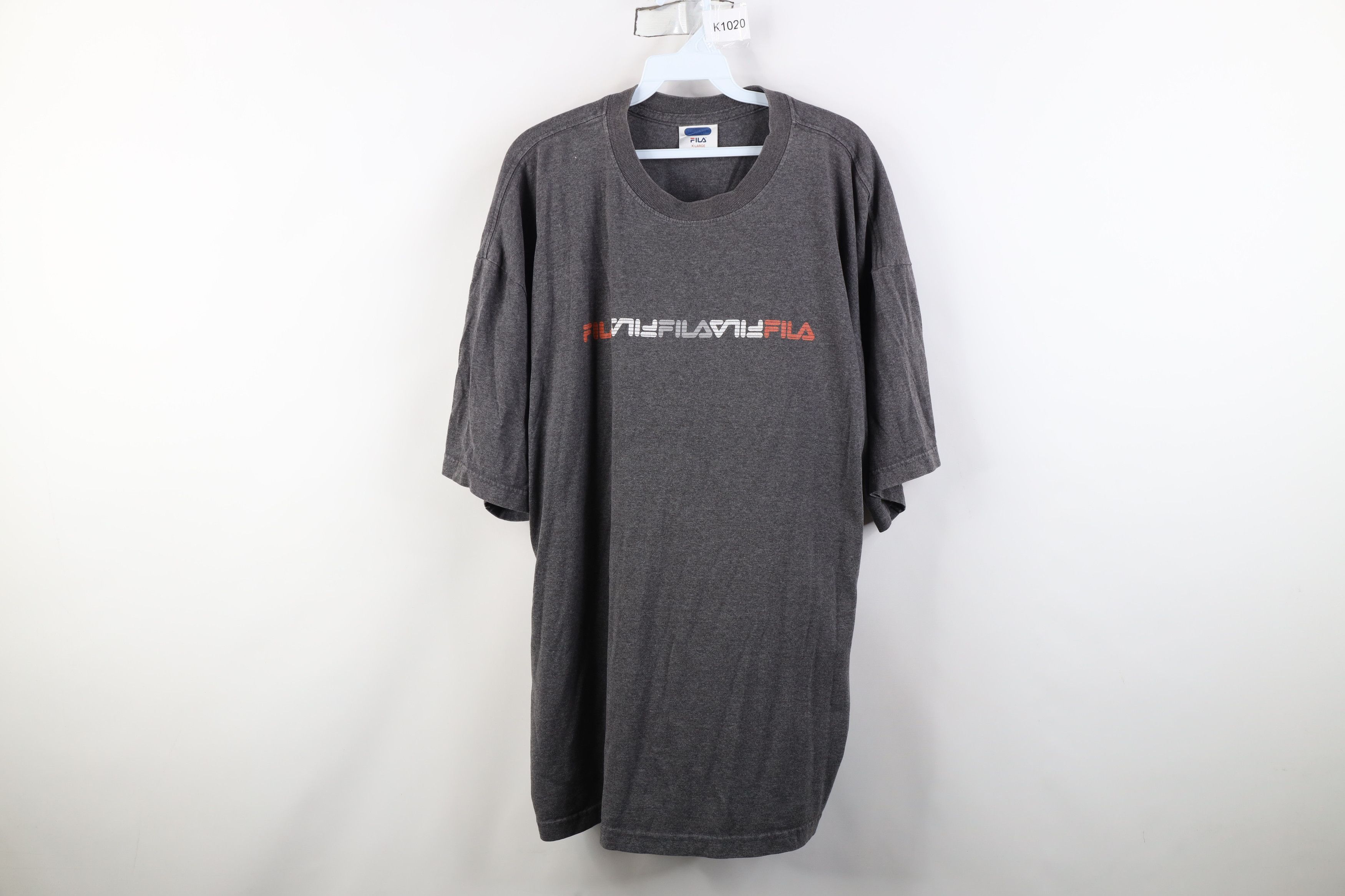 Fila Vintage 90s Fila Spell Out Short Sleeve T-Shirt Heather Gray Size US XL / EU 56 / 4 - 1 Thumbnail