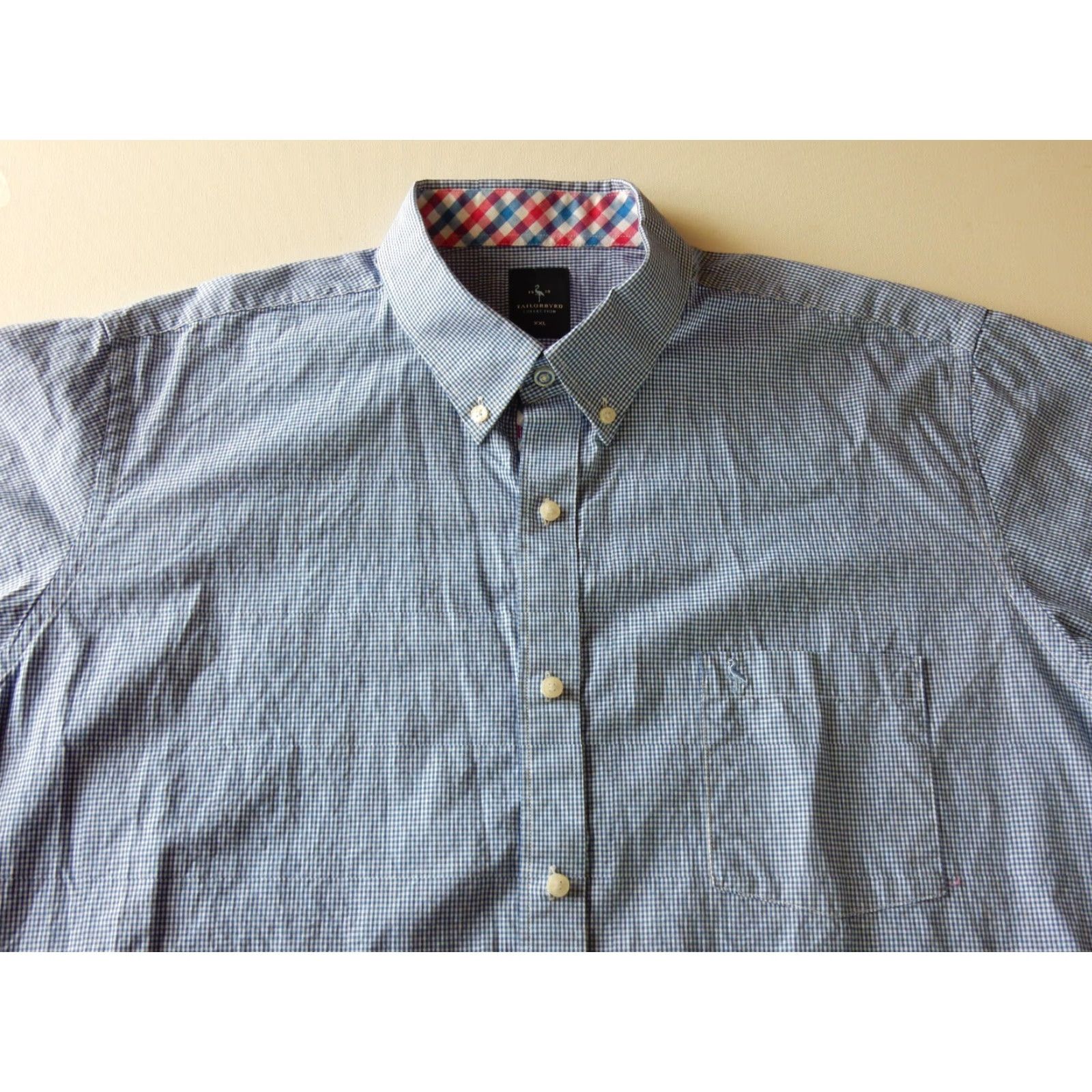 Tailorbyrd TAILORBYRD Shirt Men 2XL Short Sleeve Button-Up Check Blue Adult XXL Mens Size US XXL / EU 58 / 5 - 2 Thumbnail