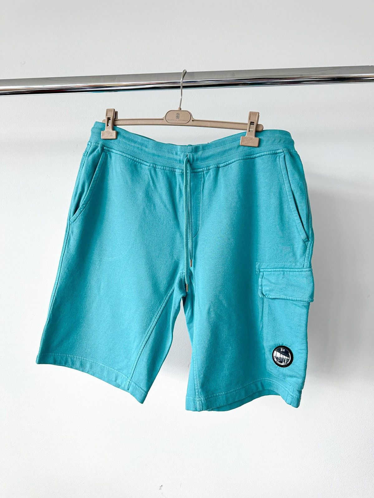 CP Company Cargo Cotton Jersey Jogger Shorts In Teal