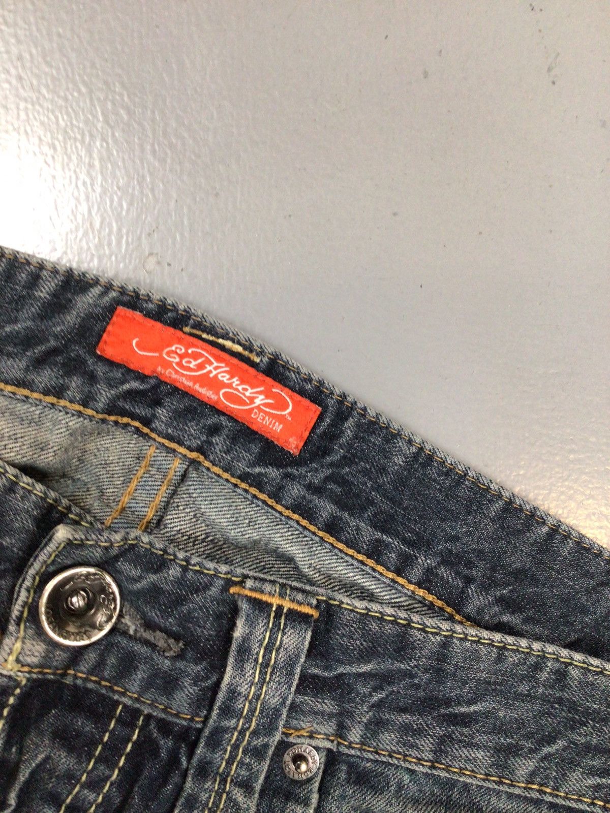 Christian Audigier × Ed Hardy × Vintage Vintage 90s sunfade Ed hardy straight fit denim Size US 32 / EU 48 - 6 Thumbnail