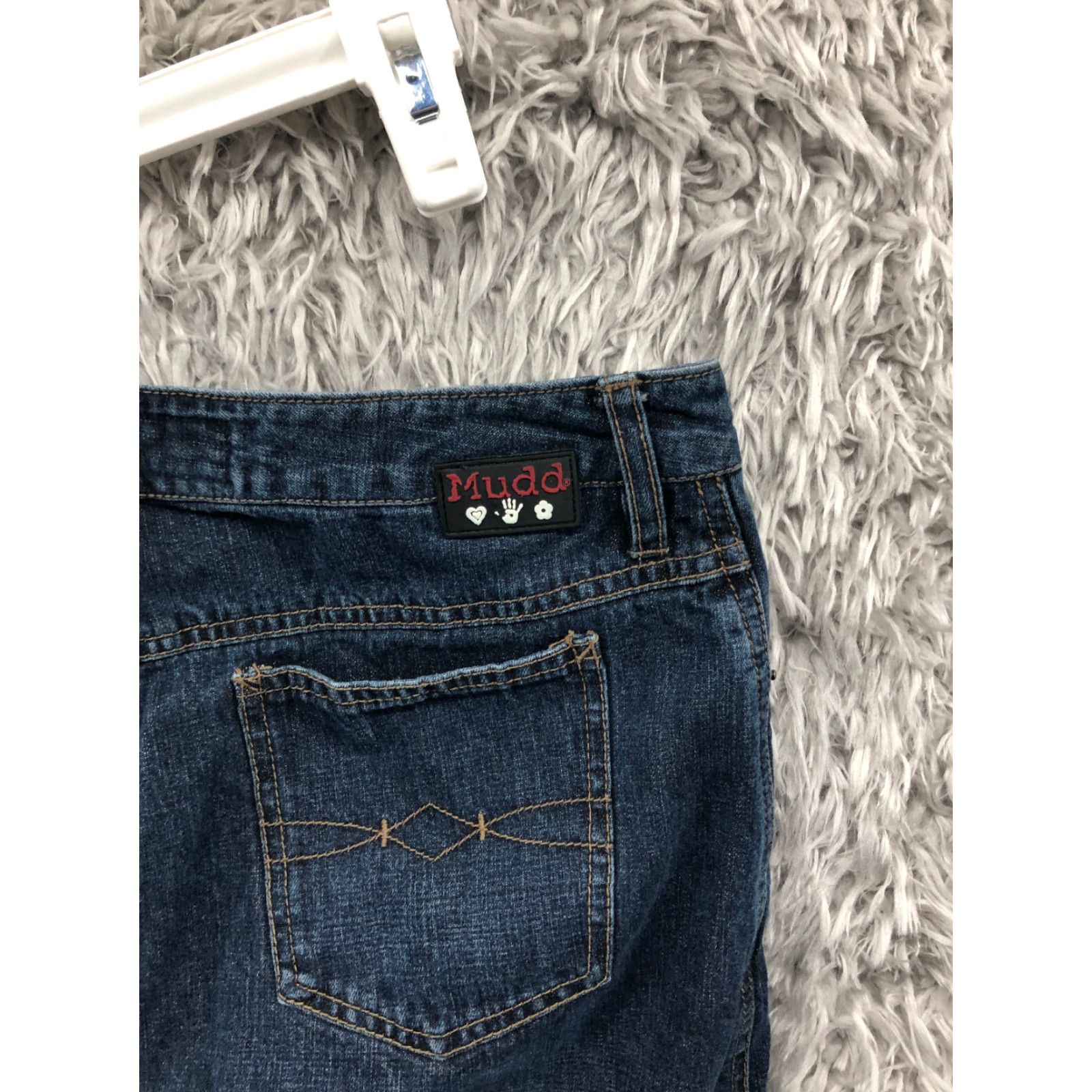 Denime Mudd Skirt Juniors' Size 3 Blue Denim Dark Wash Knee Length Mini Skirt Jeans - Pockets, Zipper, Machine Washable, Solid Blu e Denim (Barbie Character) Size 26" / US 2 / IT 38 - 6 Thumbnail