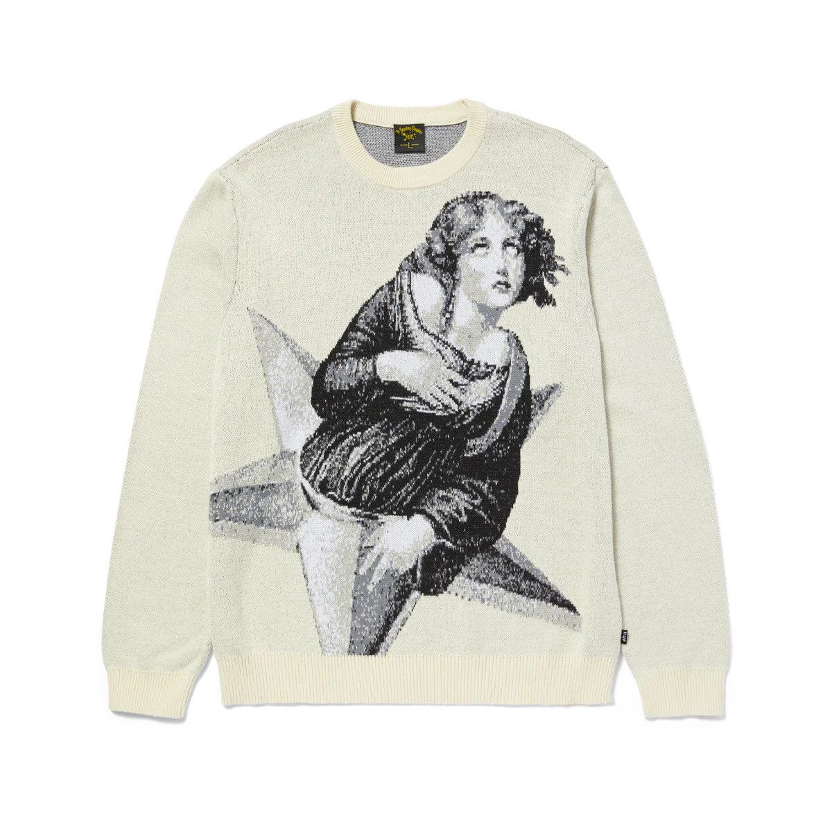 image of Band Tees x Huf Smashing Pumpkins Star Girl Crewneck Sweater XL NWT in Bone, Men's