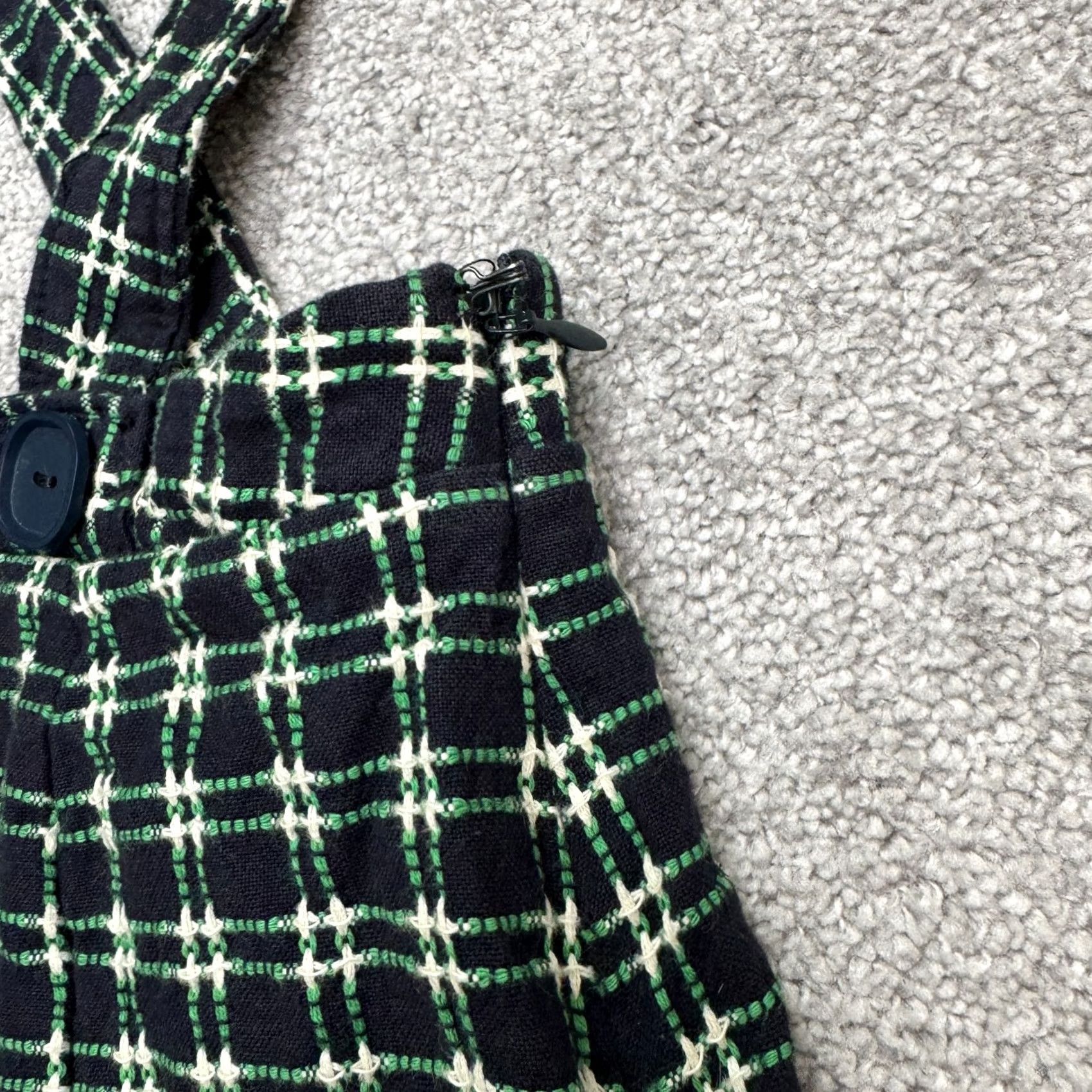 Anthropologie Maeve By Anthropologie Plaid Suspender Pinafore Jumper Dress Womens 6 Navy Green Plaid Sleeveless Multicolor 6 Womens Size M / US 6-8 / IT 42-44 - 4 Thumbnail