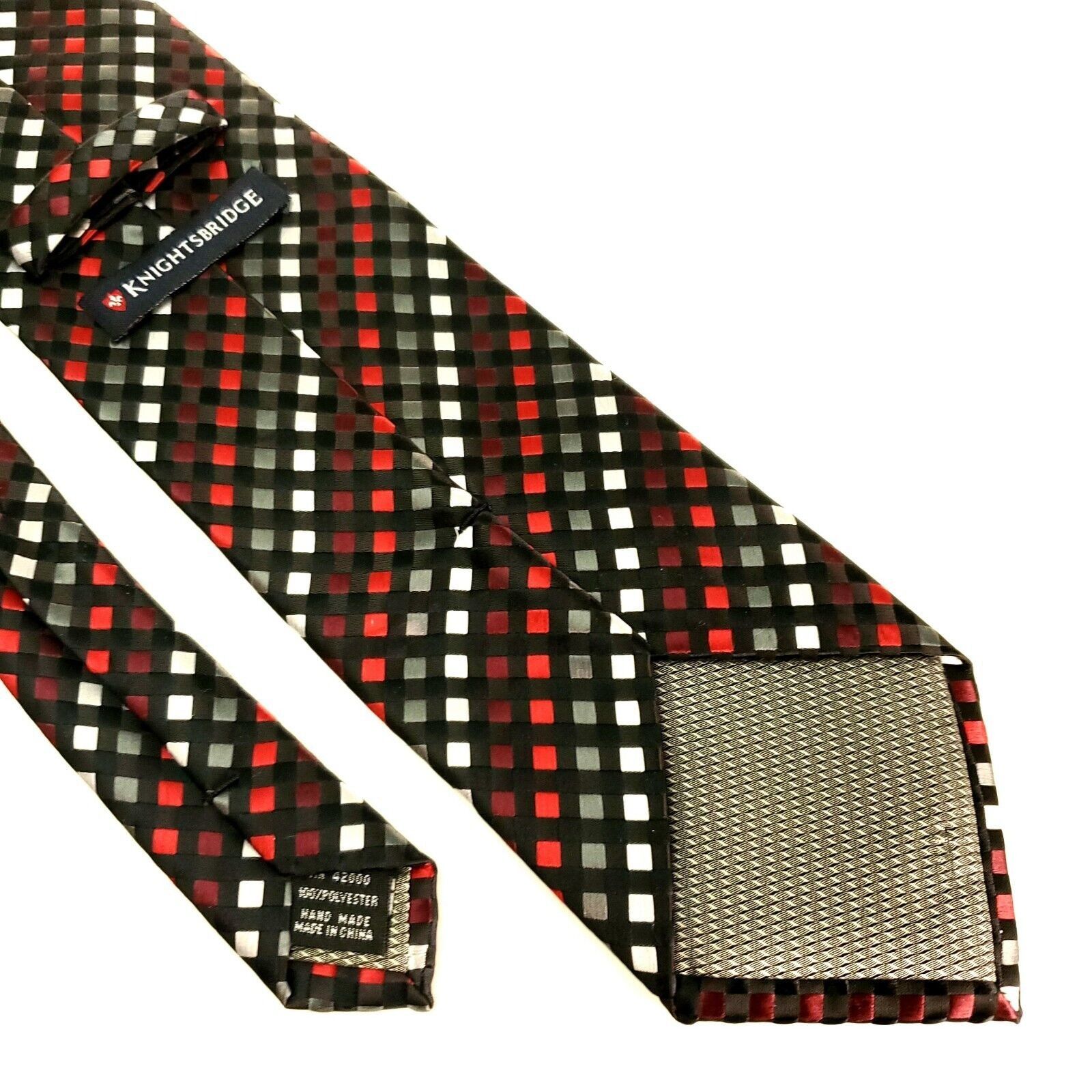 Vintage Knightsbridge Polyester Tie Red Gray Geometric Size ONE SIZE - 5 Thumbnail