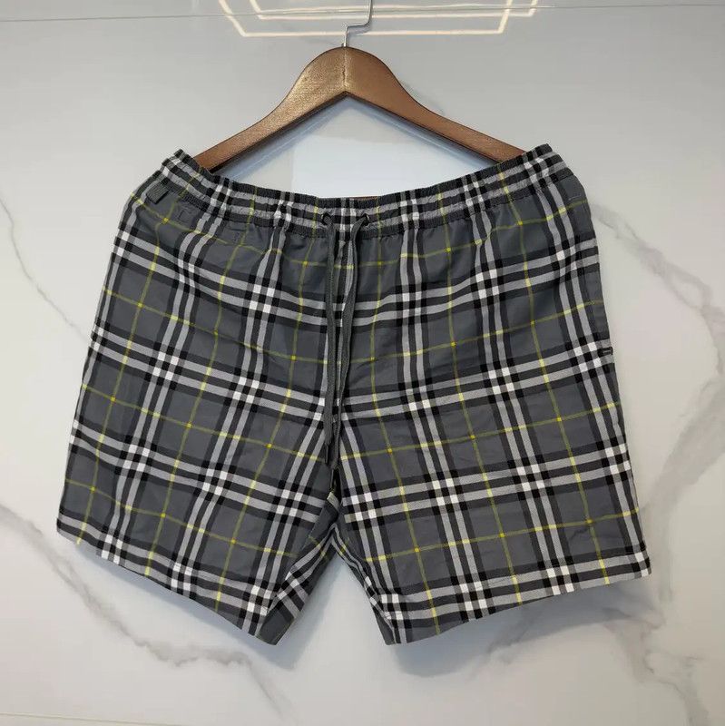 Burberry Summer Men's Black Gray Plaid Shorts