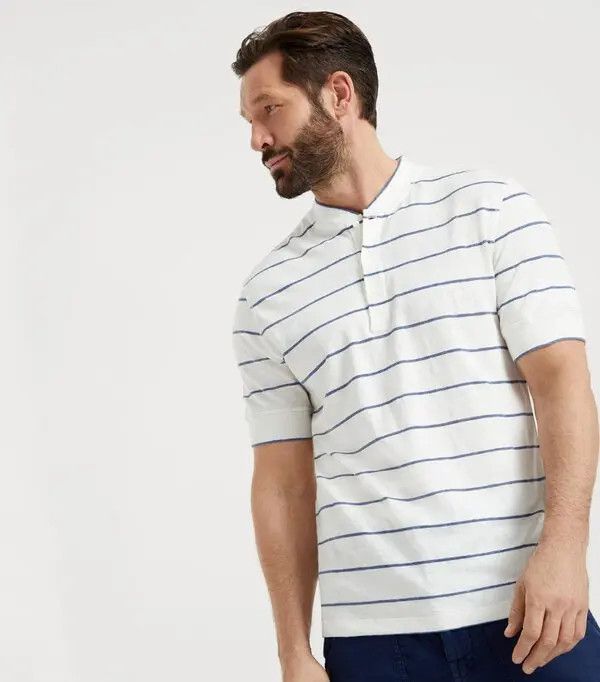 Brunello Cucinelli o1y0526 Crewneck T-Shirt in White/Blue Size US L / EU 52-54 / 3 - 4 Thumbnail