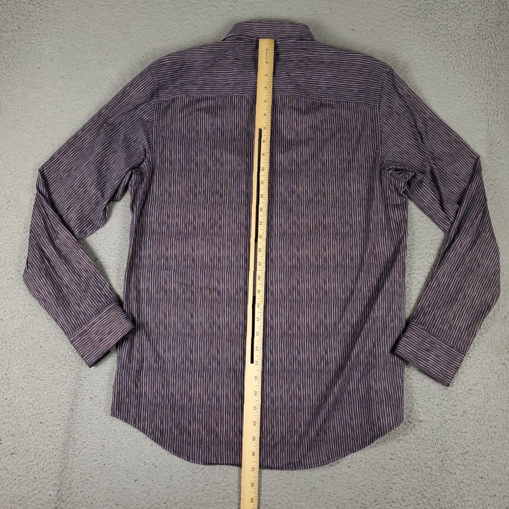 BUGATCHI Bugatchi Shirt Mens Medium Purple Striped Stretch Button Up Long Sleeve Size US M / EU 48-50 / 2 - 3 Thumbnail