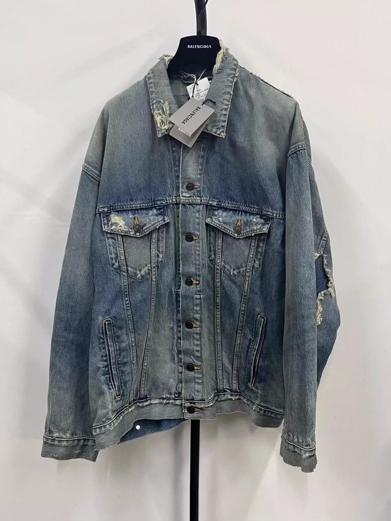 Balenciaga Balenciaga Lightning destroys old denim jacket jacket Size US S / EU 44-46 / 1 - 1 Thumbnail