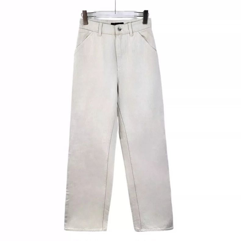 Loro Piana Loro Piana White logo leather brand cotton casual wide-leg Size 25" / US 0 / IT 36 - 1 Thumbnail