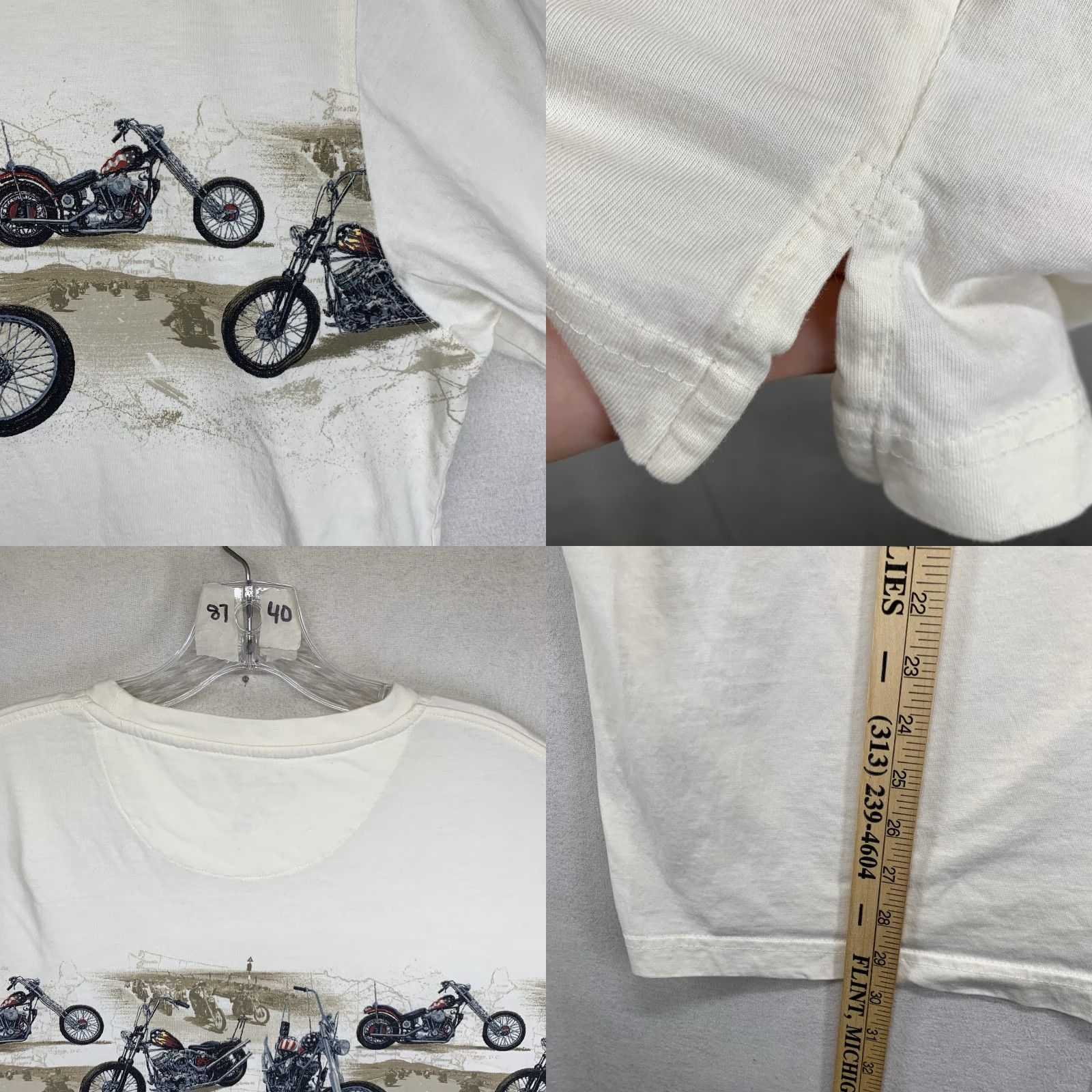 Vintage VINTAGE North River Men's Motorcycle Graphic T-Shirt XL Ivory Crew Neck Short Sleeve Biker All Seasons Heavyweight Size US XL / EU 56 / 4 - 8 Thumbnail