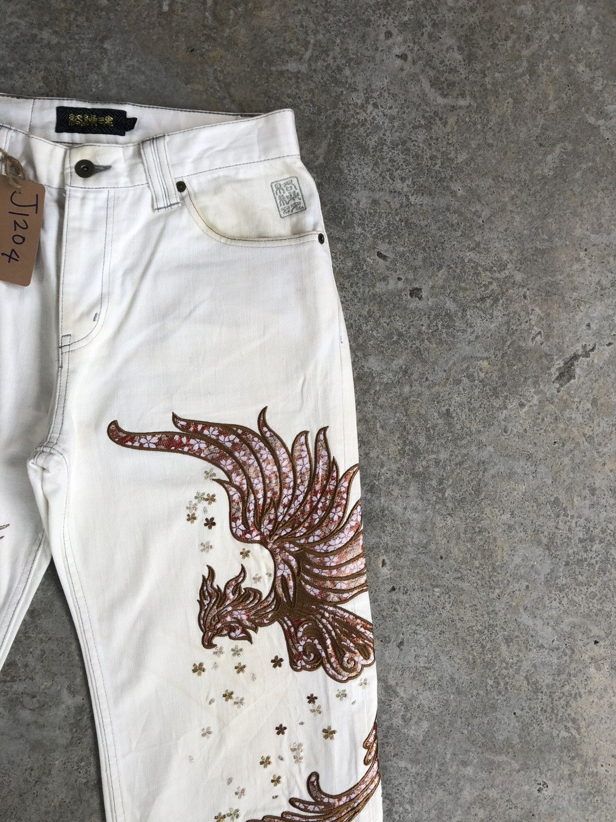 Karakuri Tamashii Karakuri Tamashii Embroidered Denim Distressed Jeans Size US 31 - 5 Thumbnail